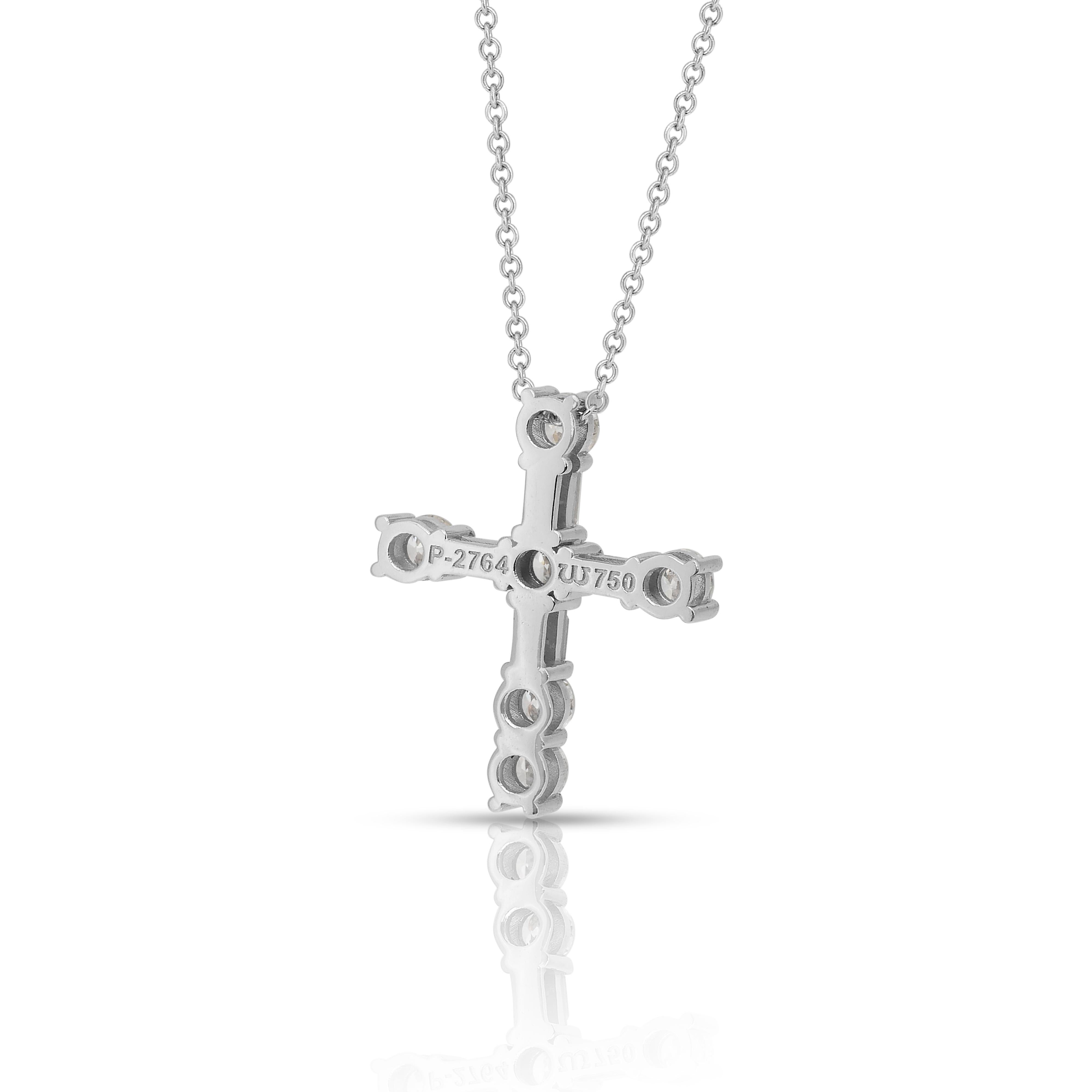 Timeless 1.55ct Diamonds Necklace with Cross Pendant in 18k White Gold en venta 3