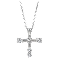 Timeless 1.55ct Diamonds Necklace with Cross Pendant in 18k White Gold