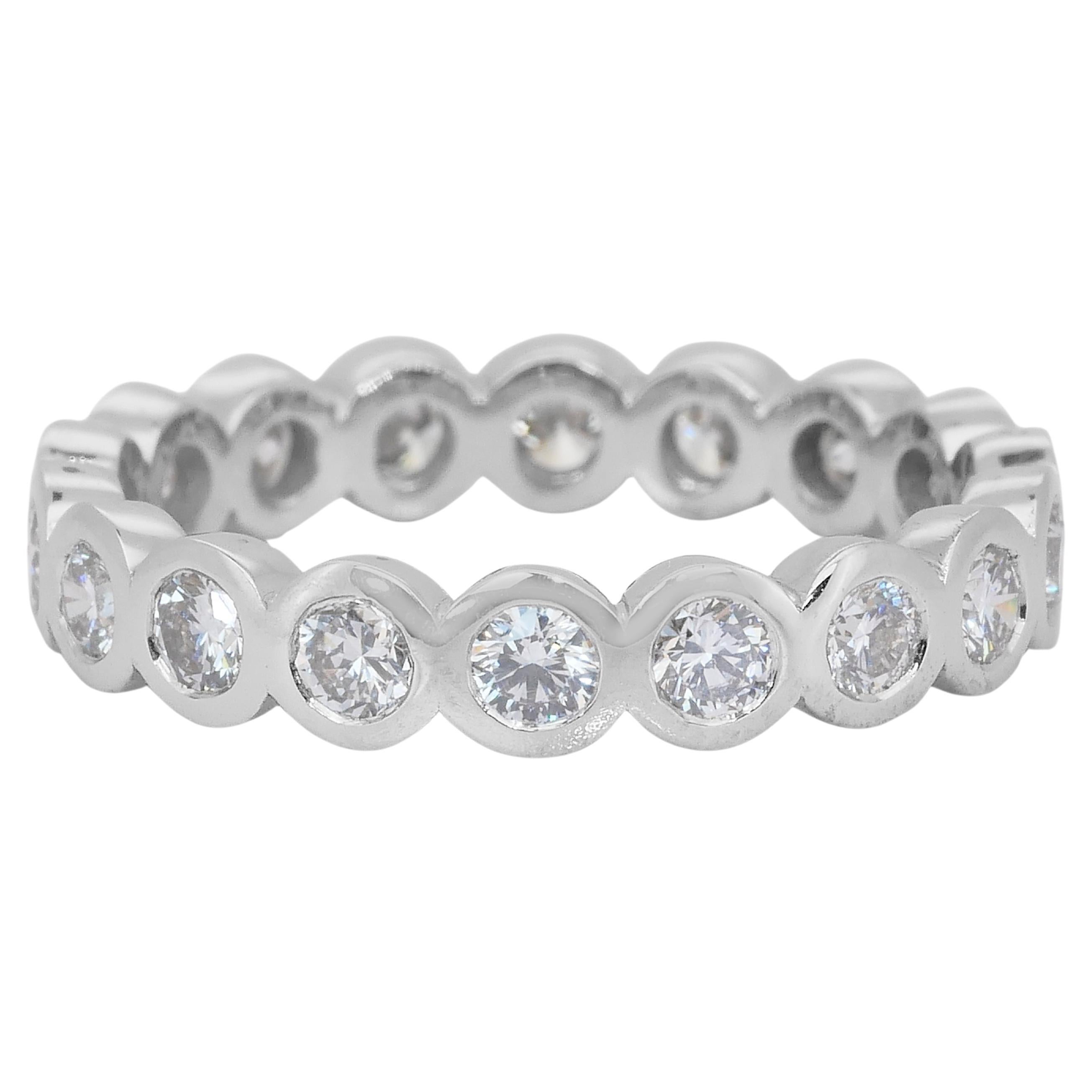 Anello Eternità senza tempo con 1,56 carati di diamanti in oro bianco 14k - Certificato IGI