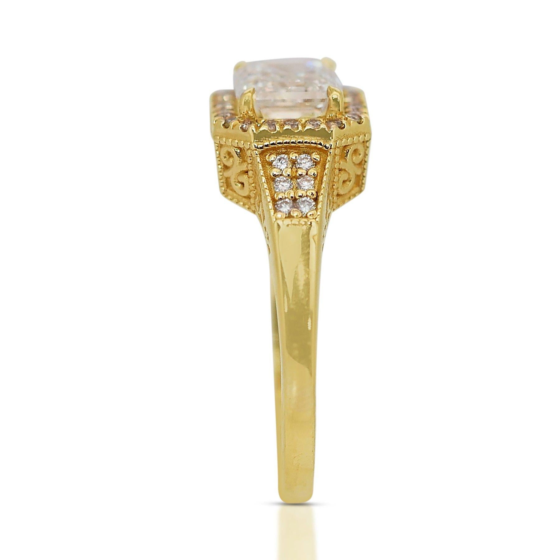 Timeless 1.71ct Double Excellent Ideal Cut Diamonds Halo Ring in 18k Yellow Gold 1