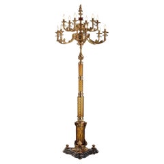 Timeless 18-Light Floor Lamp with Amber Crystal and Gold Finishing Appliqué