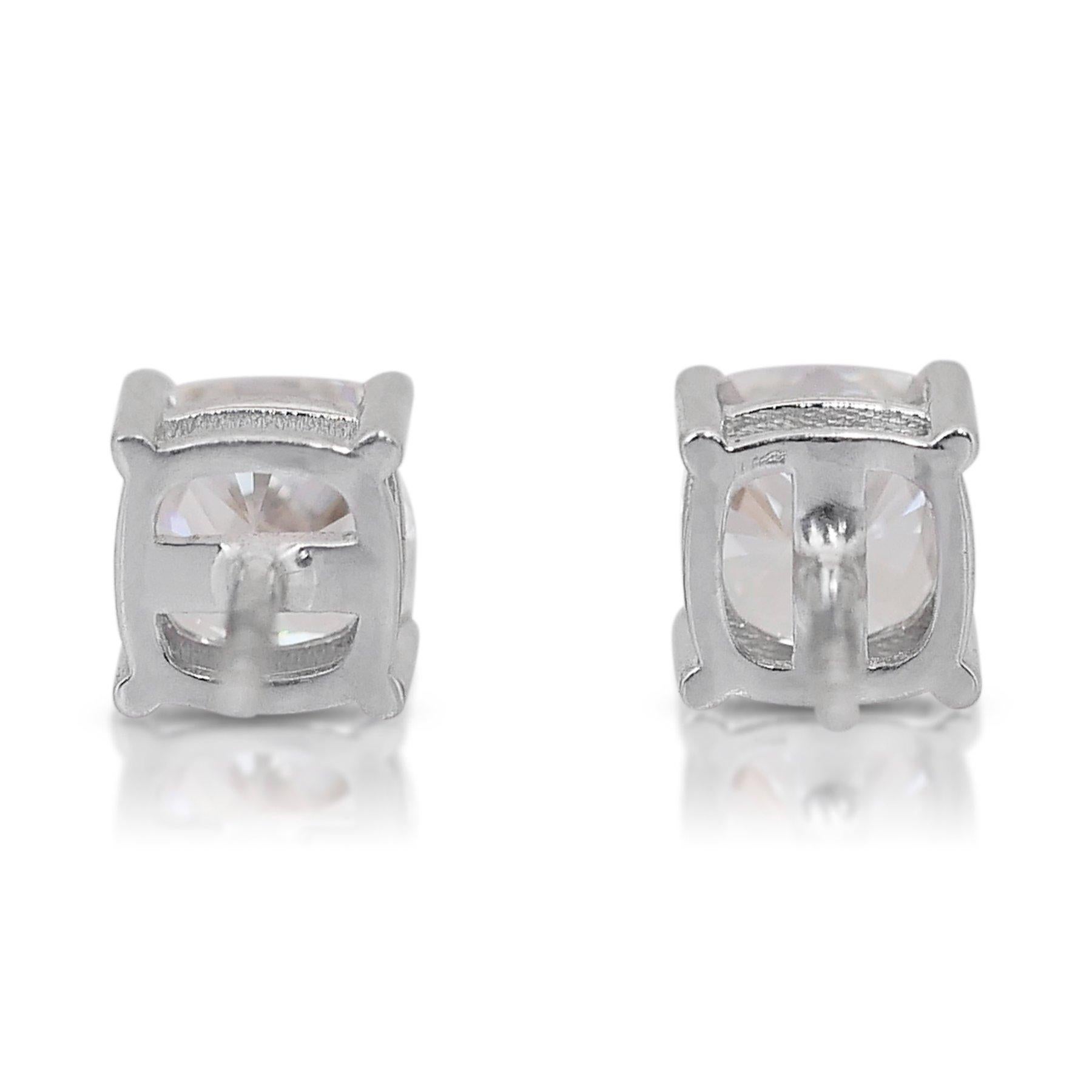 Pendientes intemporales con doble diamante de talla ideal excelente de 1,80 ct en venta 2