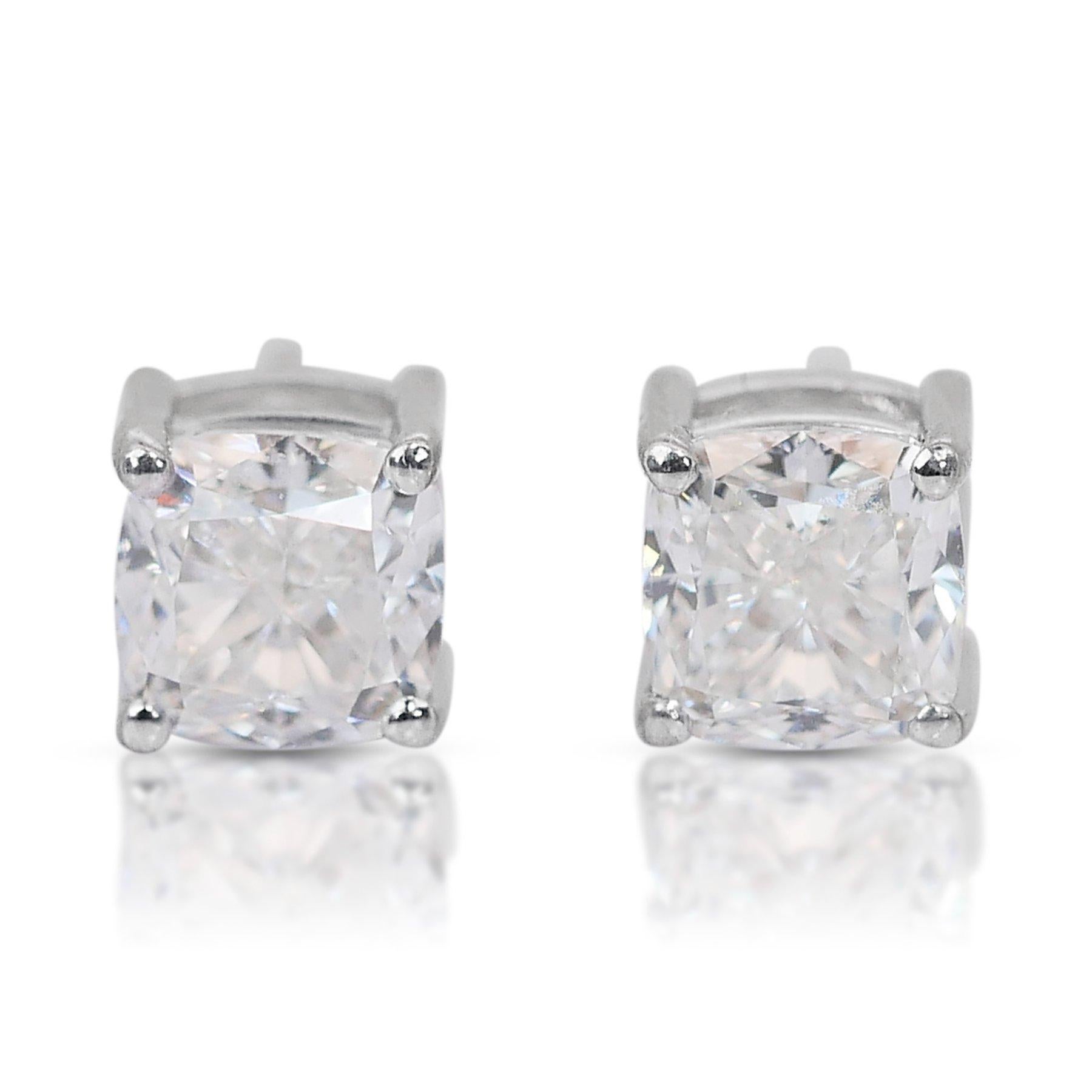 Pendientes intemporales con doble diamante de talla ideal excelente de 1,80 ct en venta 4