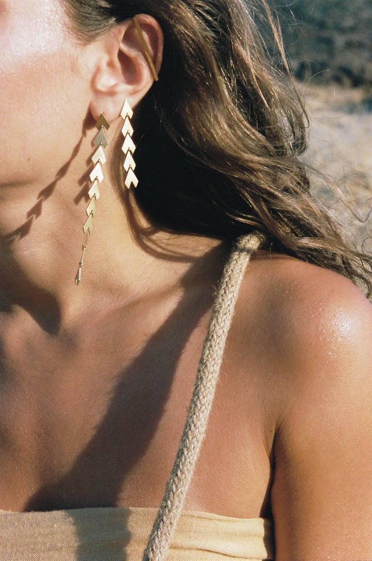 Women's Timeless 18 Karat Gold-Plated Silver Arrow Shaped Greek Drop Earrings For Sale