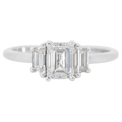 Timeless 18K White Gold 3 Stone Natural Diamond Ring 2/ 1.26ct - IGI Certified