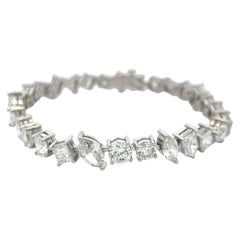 Timeless 18K White Gold Bracelet with 15.92 Carat Mixed Cut GIA Diamonds