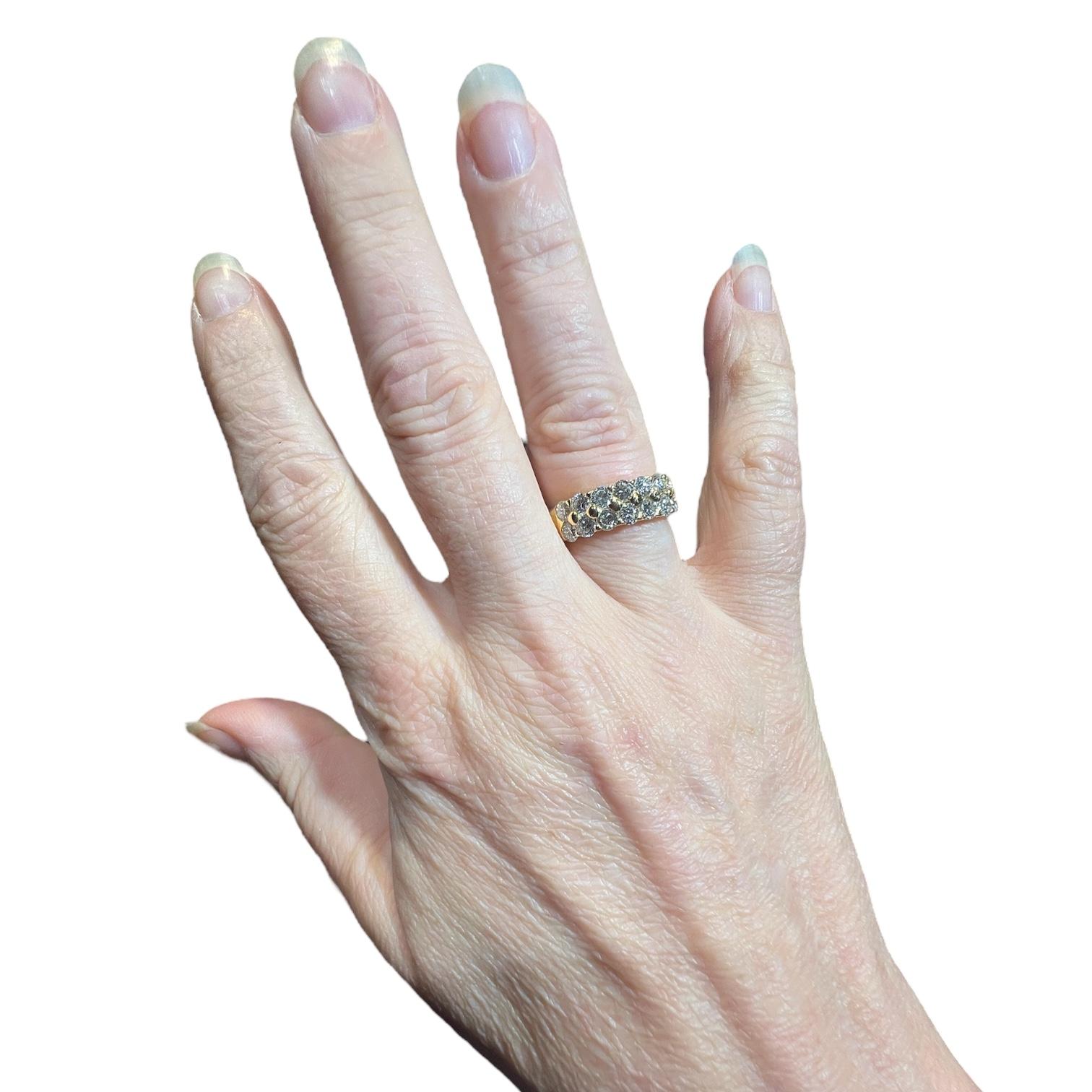 Bague intemporelle en or jaune 18 carats diamant demi-éternité, 1.40ct G/VS1 , Circa 1990 Bon état - En vente à SAINT-OUEN-SUR-SEINE, FR