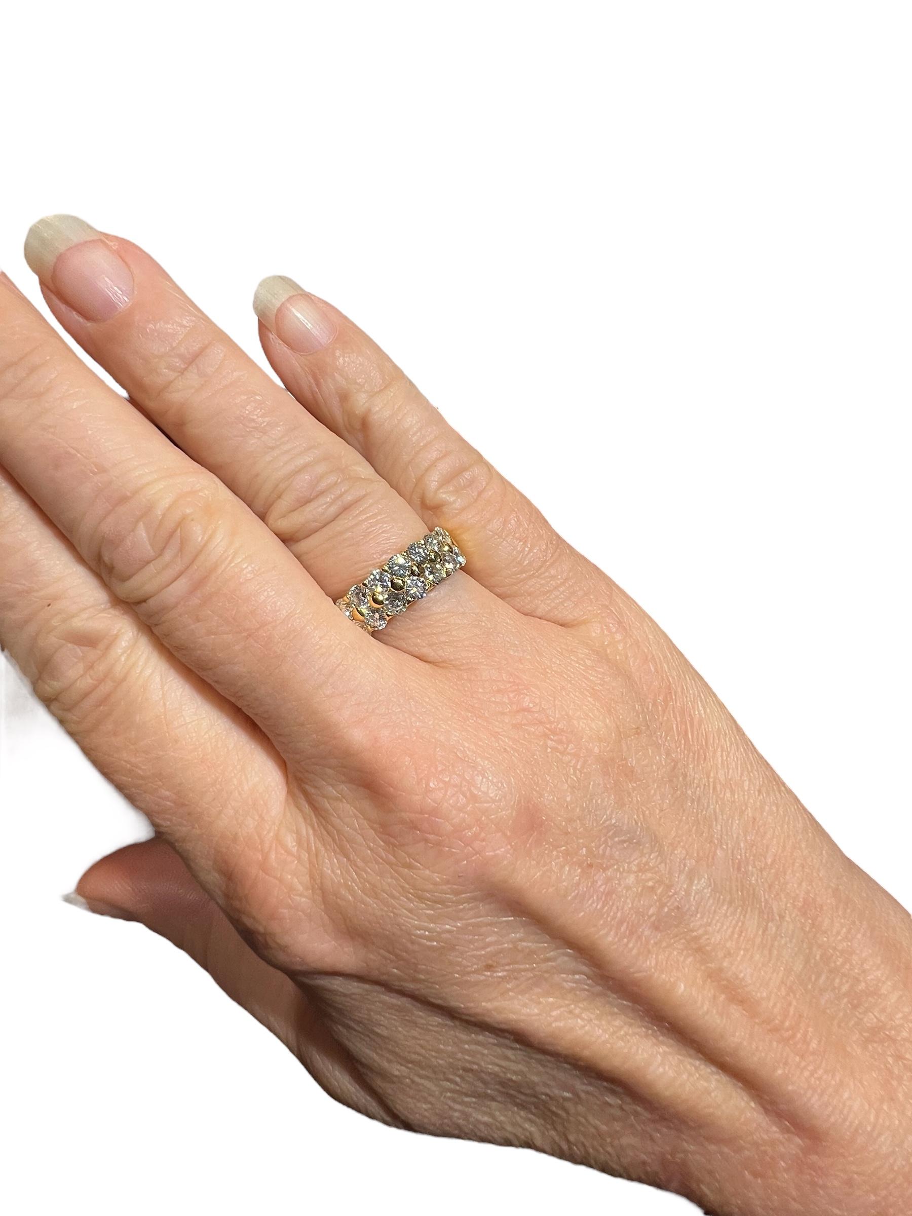 Bague intemporelle en or jaune 18 carats diamant demi-éternité, 1.40ct G/VS1 , Circa 1990 en vente 1
