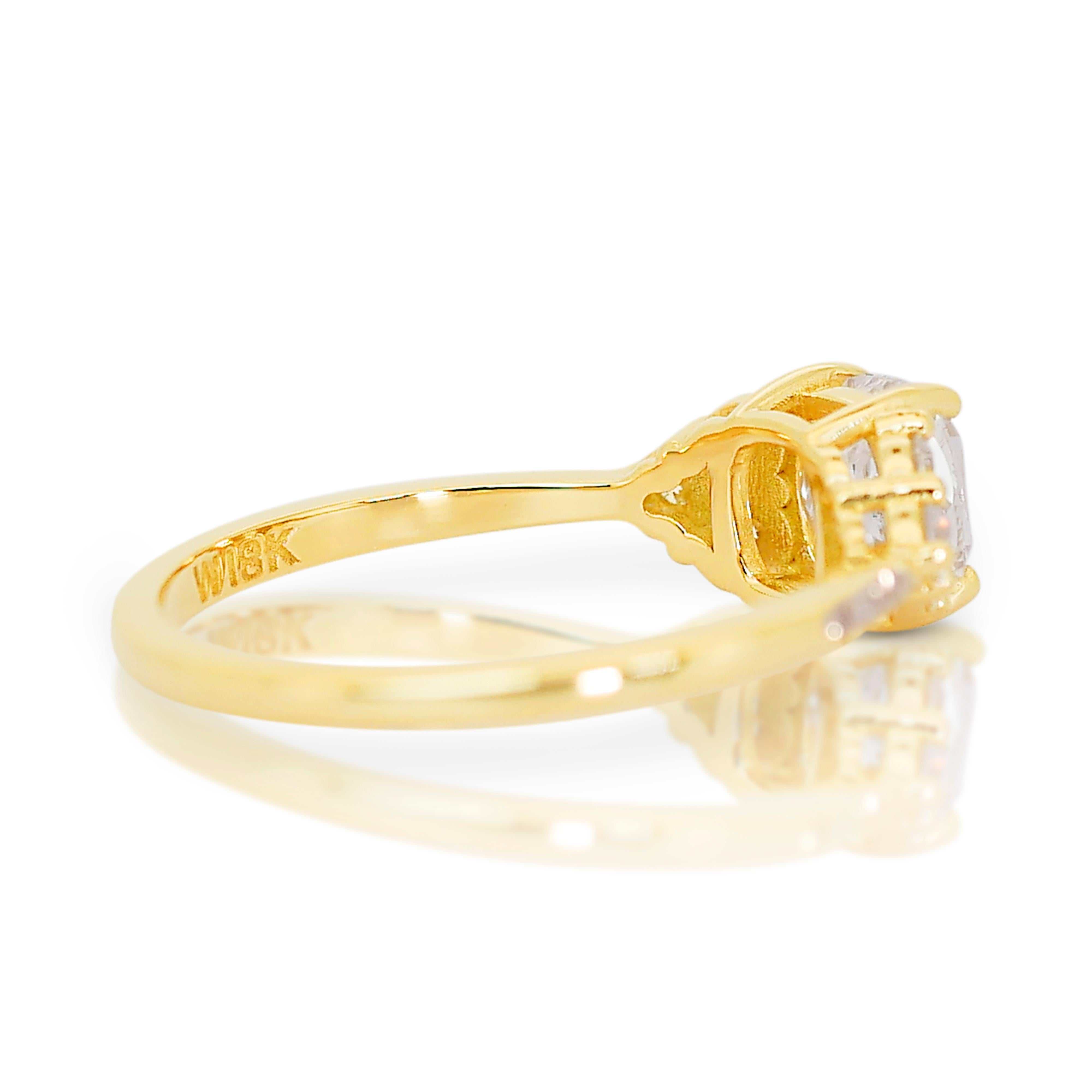 Timeless 18k Yellow Gold Pave Diamond Ring w/1.15 ct - IGI Certified In New Condition For Sale In רמת גן, IL