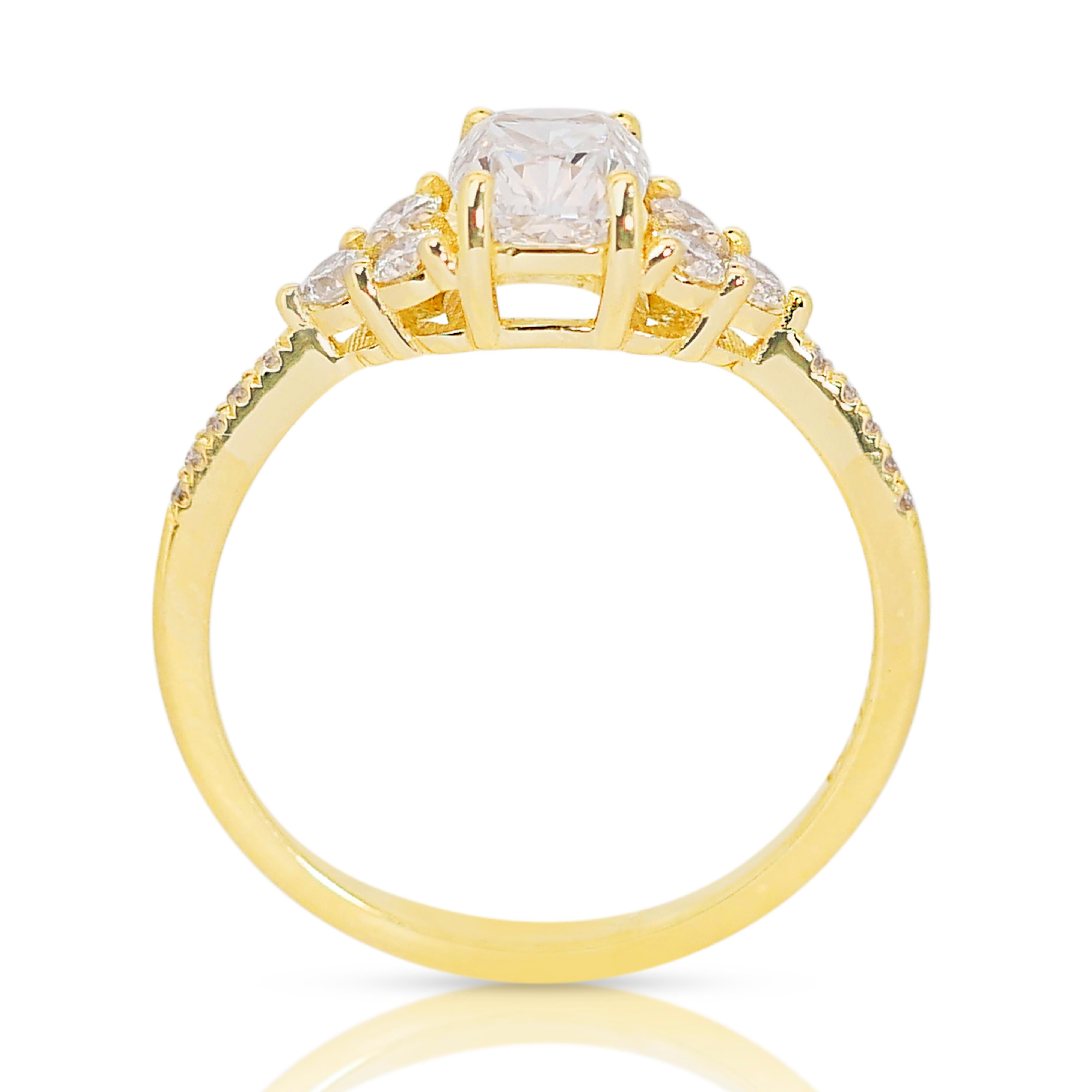 Women's Timeless 18k Yellow Gold Pave Diamond Ring w/1.15 ct - IGI Certified