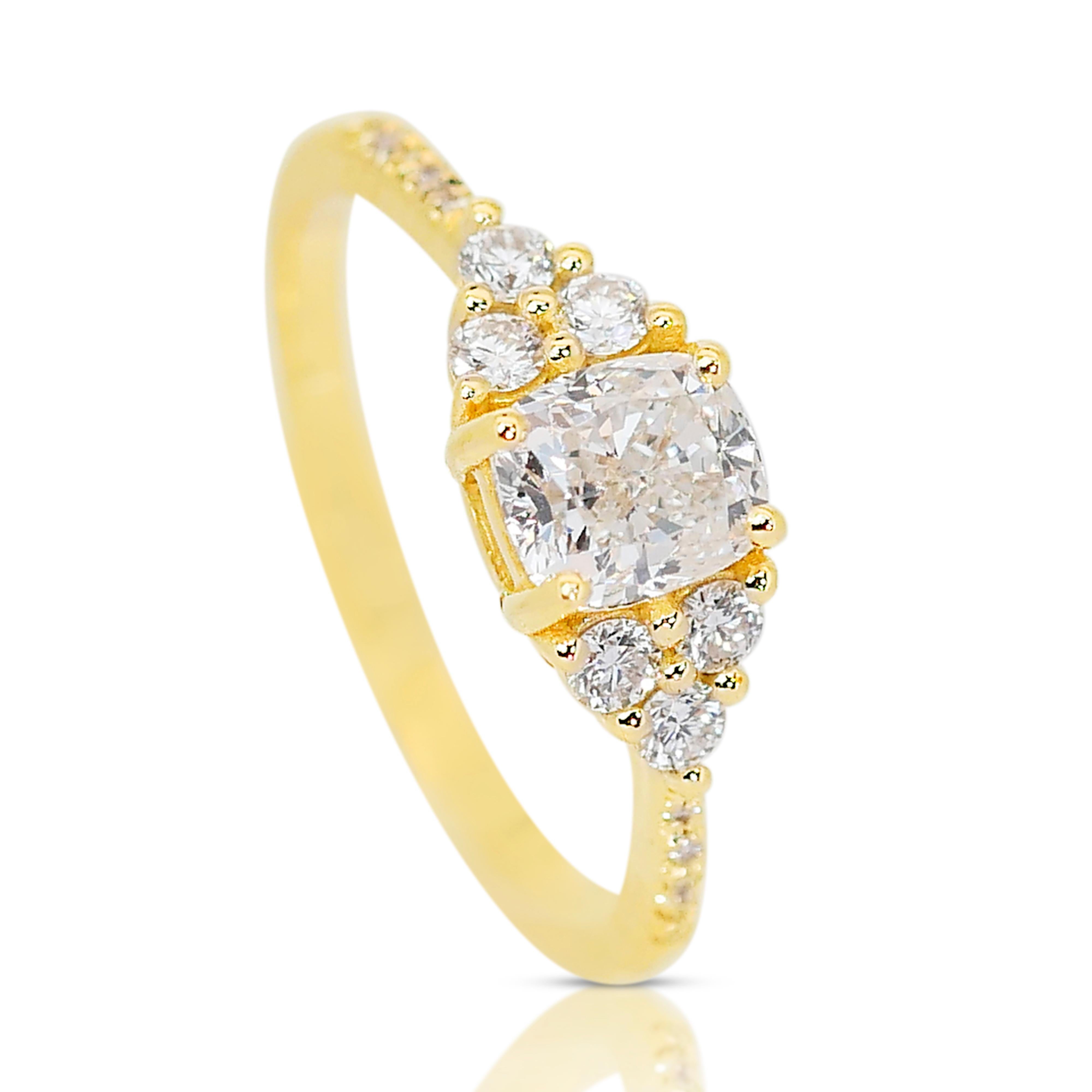 Timeless 18k Yellow Gold Pave Diamond Ring w/1.15 ct - IGI Certified 3
