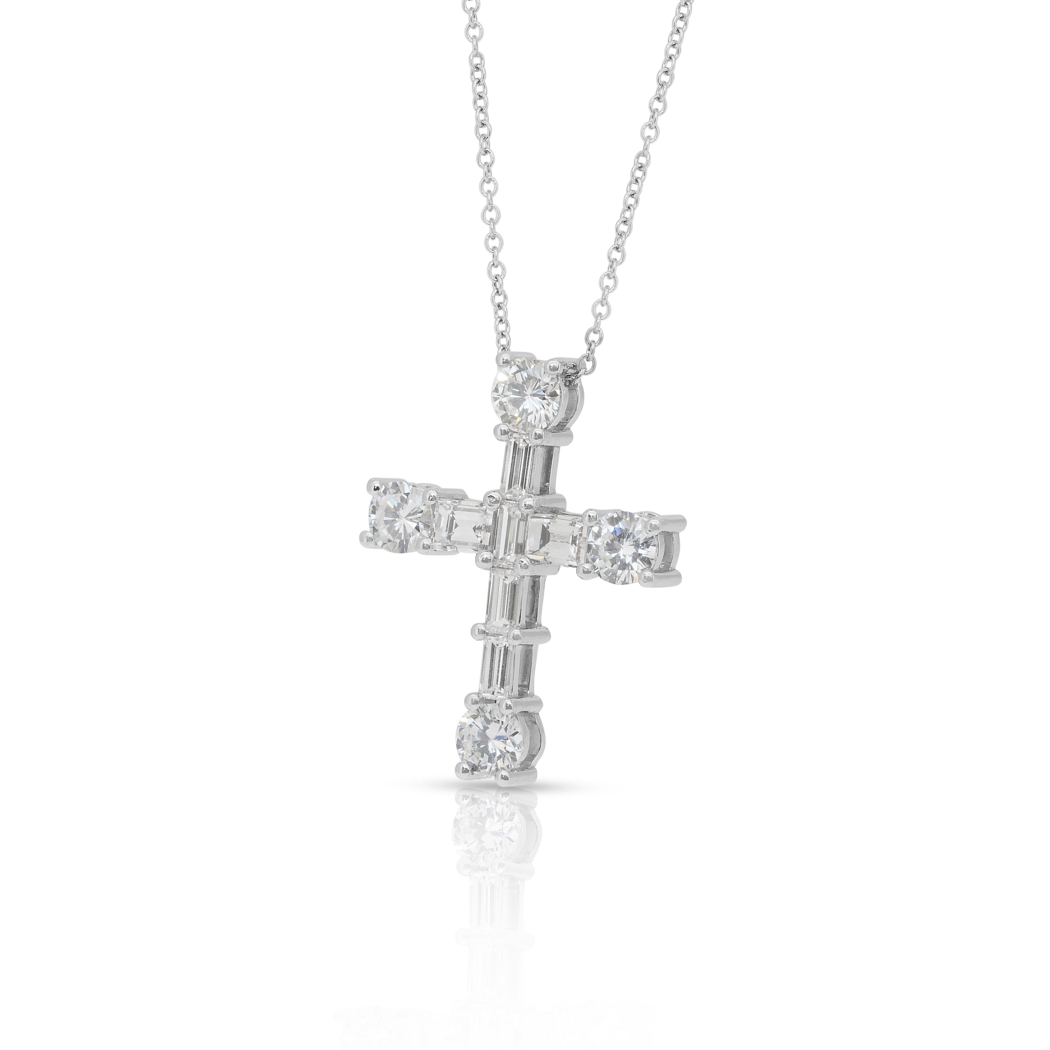 Timeless 1.96ct Diamonds Necklace with Cross Pendant in 18k White Gold 1