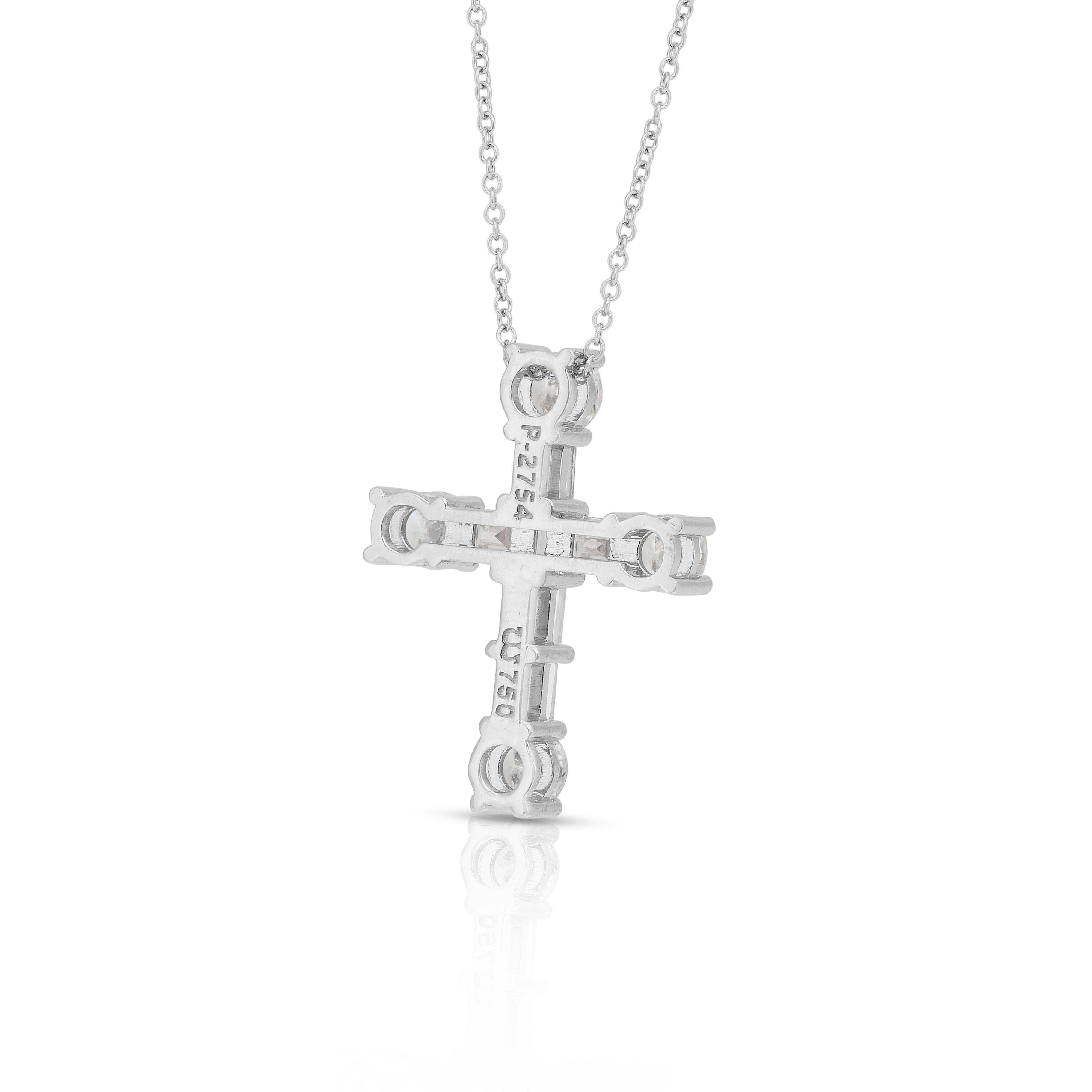 Timeless 1.96ct Diamonds Necklace with Cross Pendant in 18k White Gold 3
