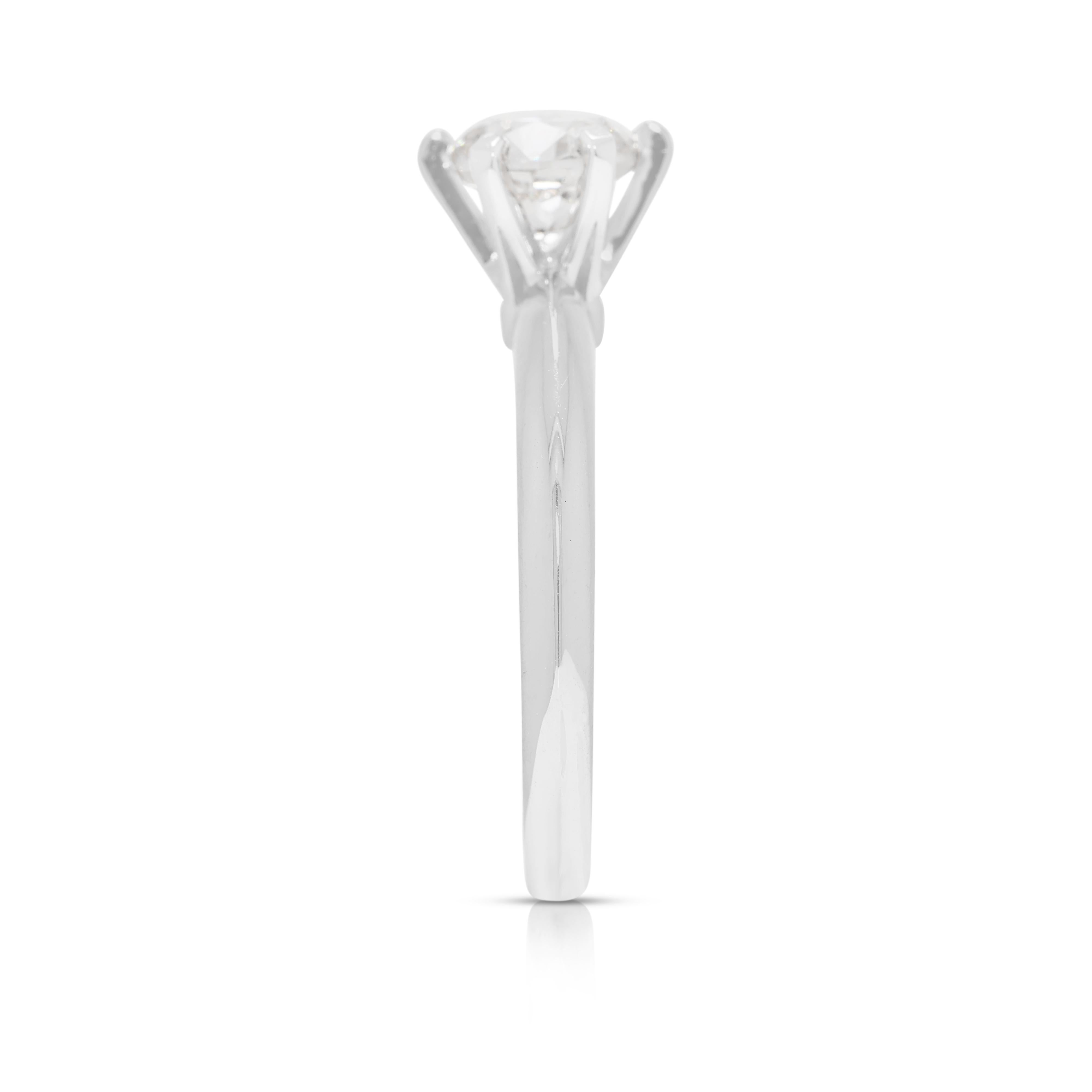 Women's Timeless 1ct Natural Diamond Solitaire Ring in 18k White Gold For Sale