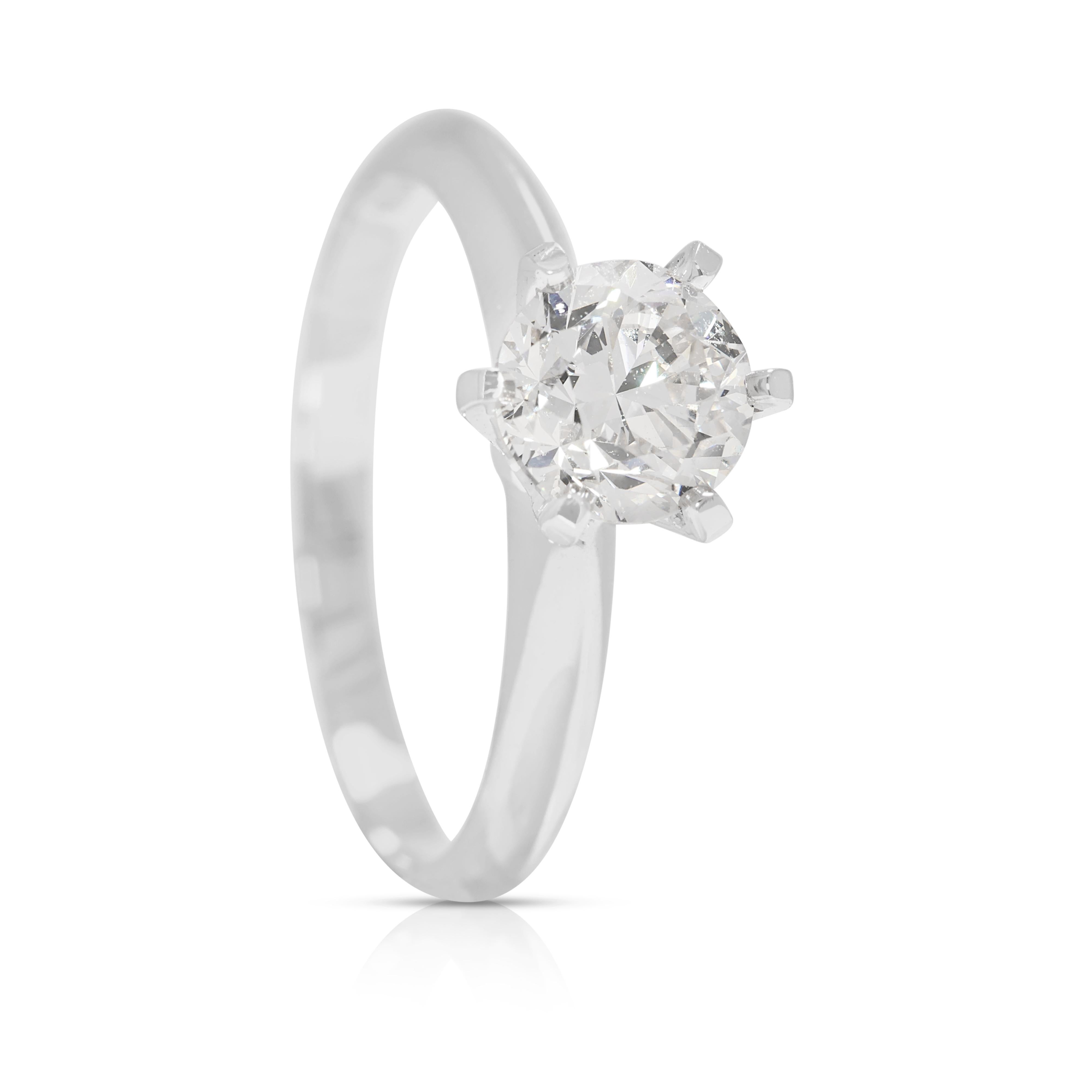 Timeless 1ct Natural Diamond Solitaire Ring in 18k White Gold For Sale 1