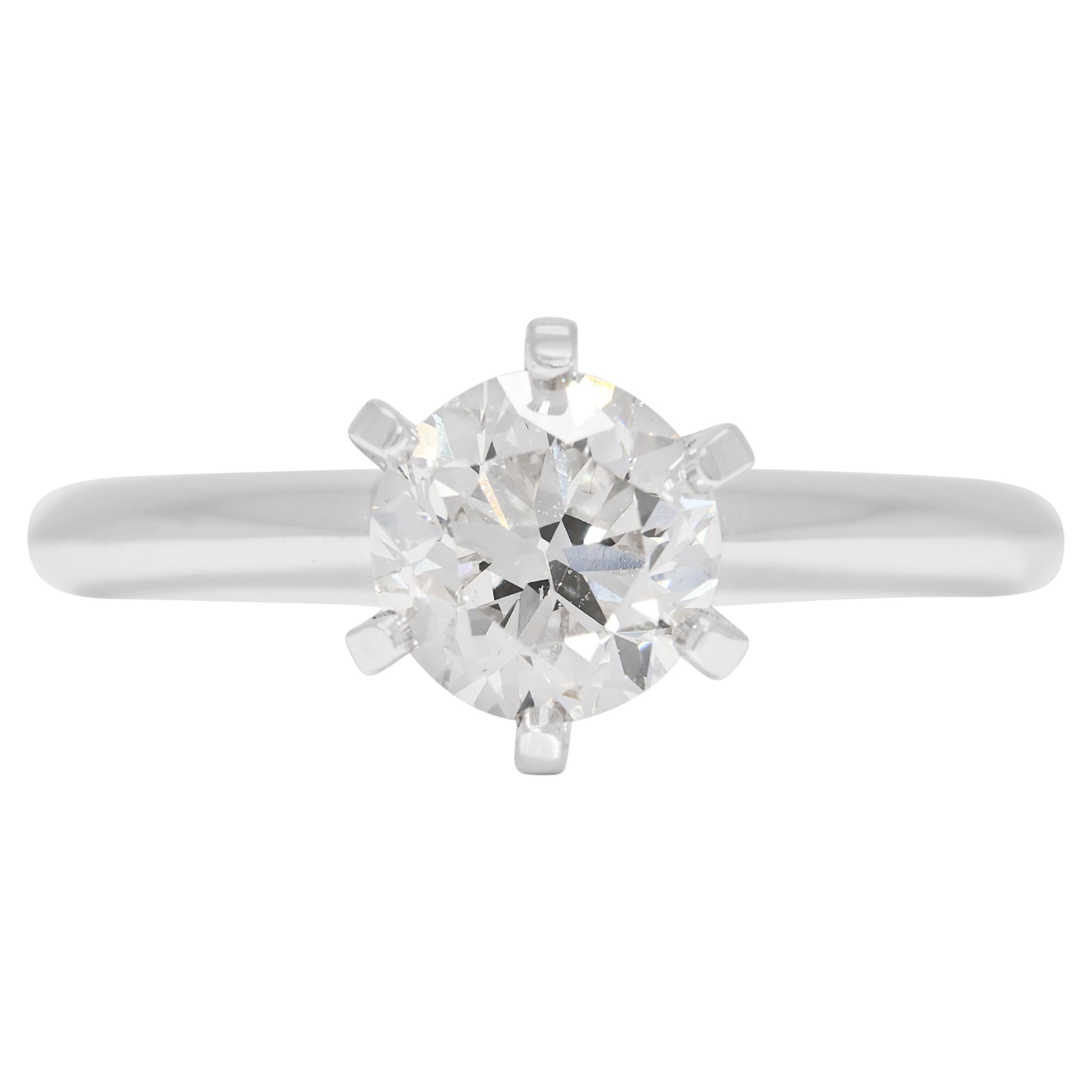 Timeless 1ct Natural Diamond Solitaire Ring in 18k White Gold For Sale