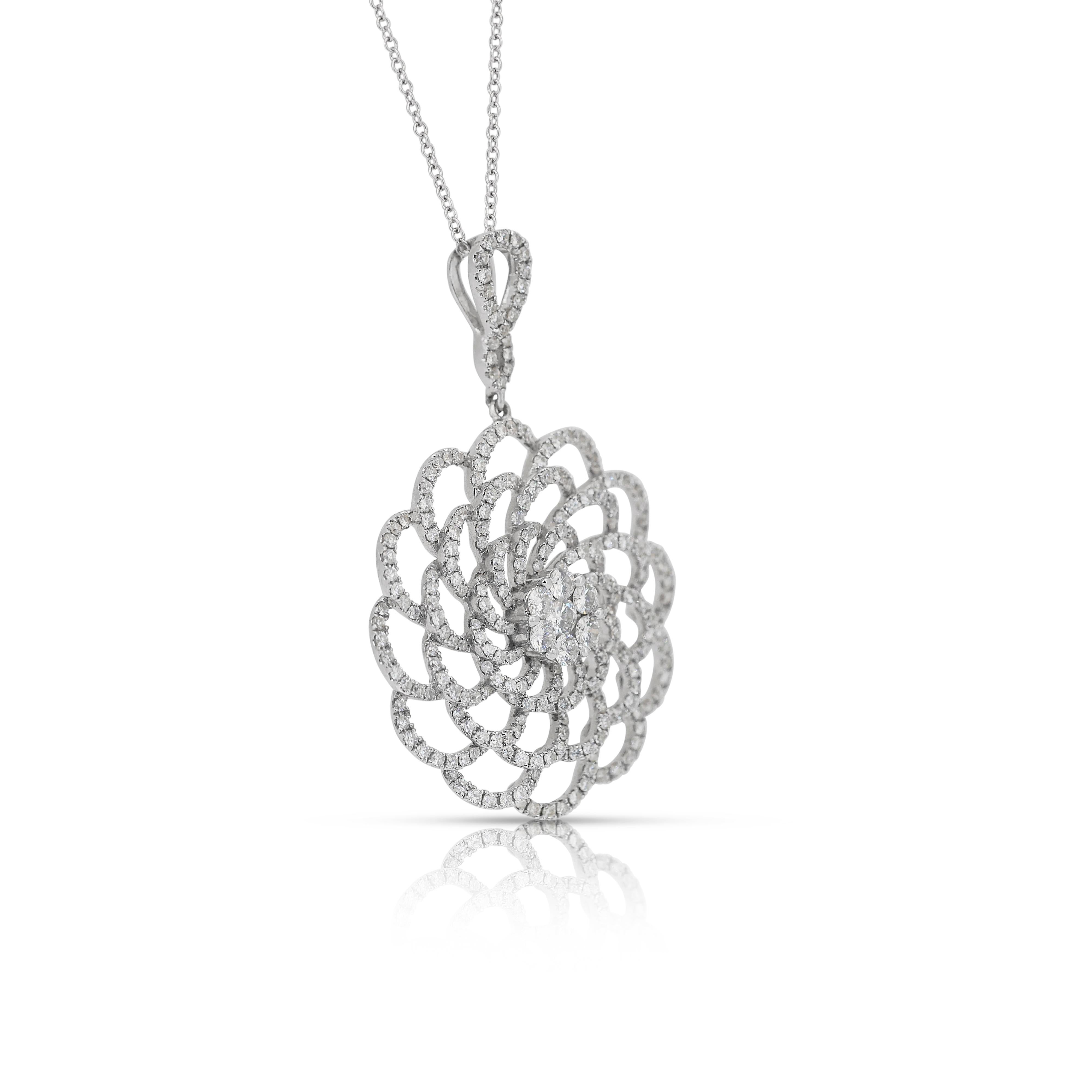 Collier intemporel avec pendentif en or blanc 18 carats de 2,00 ct de diamants - certifié IGI Neuf - En vente à רמת גן, IL