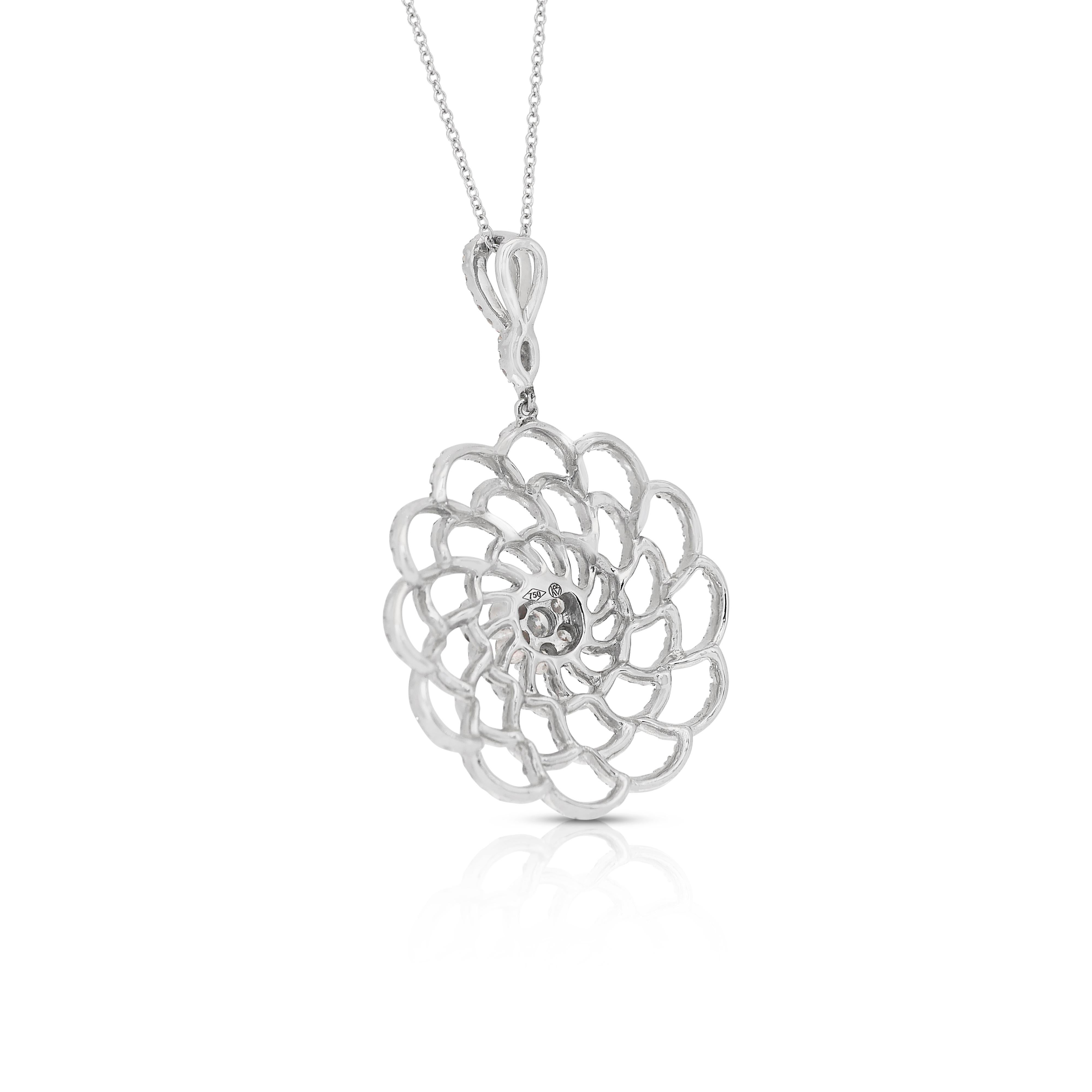 Collier intemporel avec pendentif en or blanc 18 carats de 2,00 ct de diamants - certifié IGI en vente 3