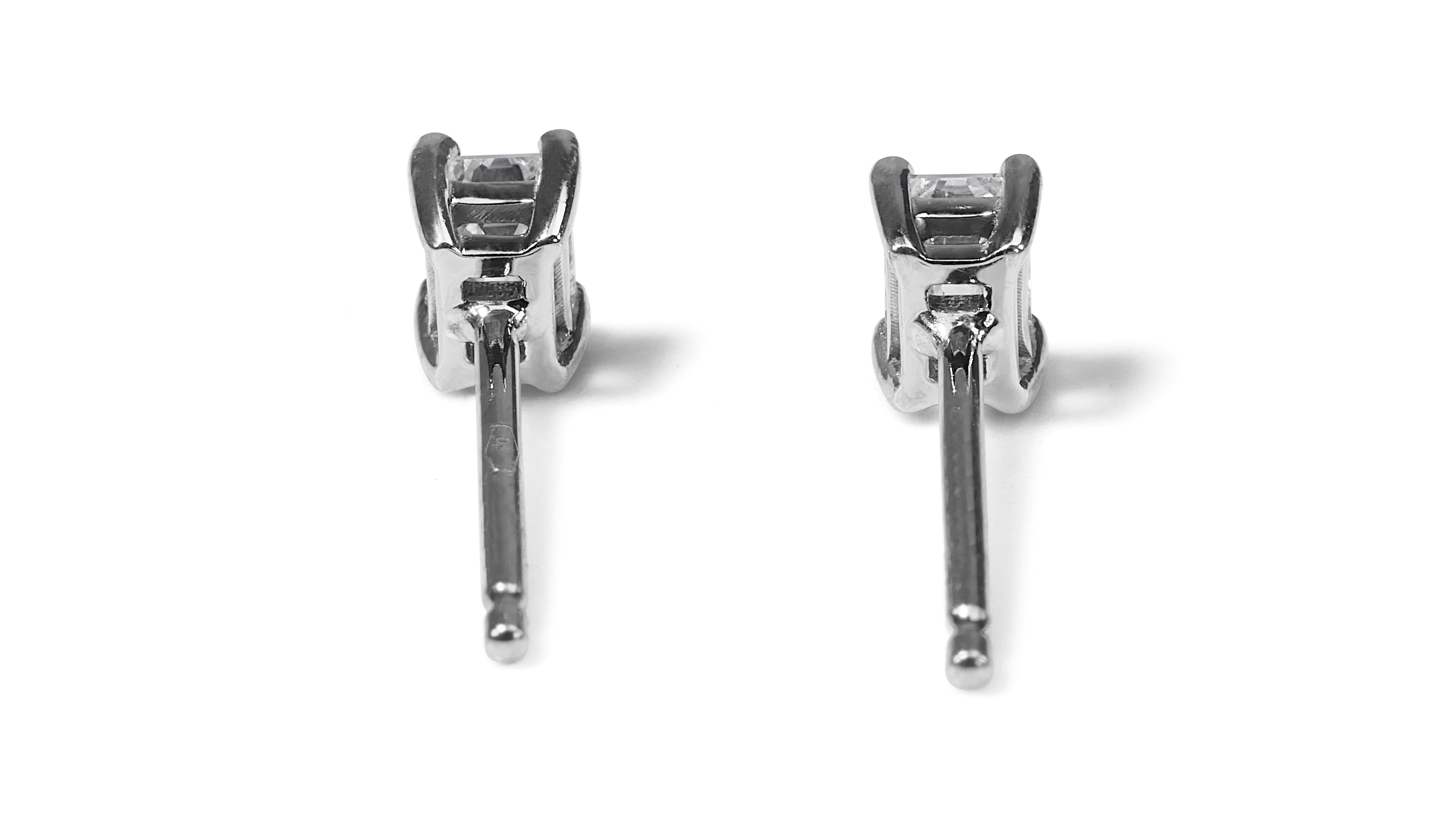 Timeless 2.00ct Diamonds Stud Earrings in 18k White Gold - IGI Certified 3
