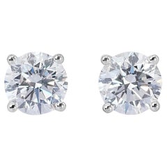 Timeless 2.00ct Triple Excellent Ideal Cut Diamonds Stud Earrings