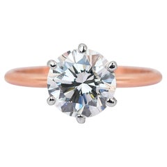 Timeless 2.01ct Triple Excellent Ideal Cut Diamond Solitaire Ring
