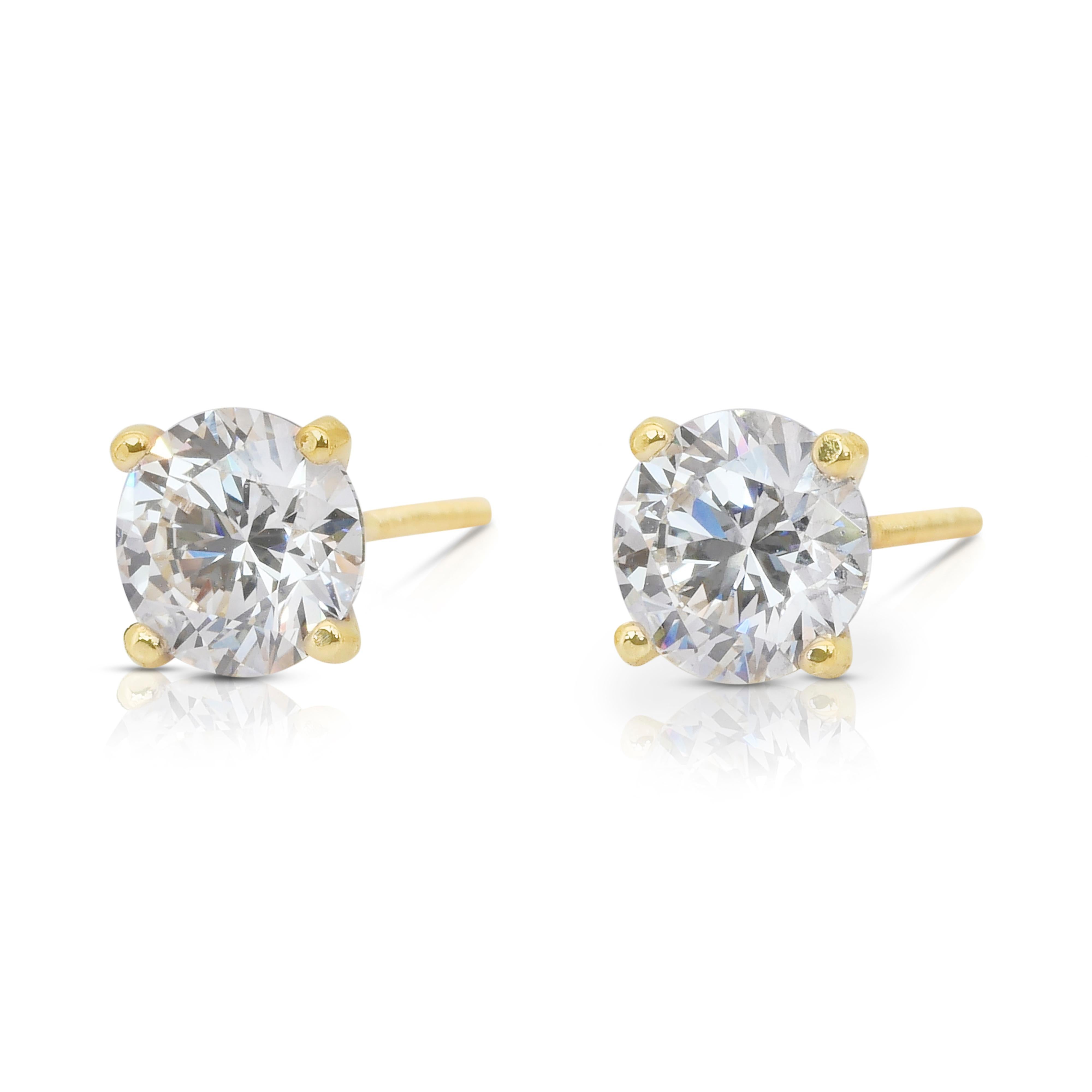 Boucles d'oreilles Timeless en or jaune 18 carats et diamant de 2,04 ct - certifié IGI Neuf - En vente à רמת גן, IL
