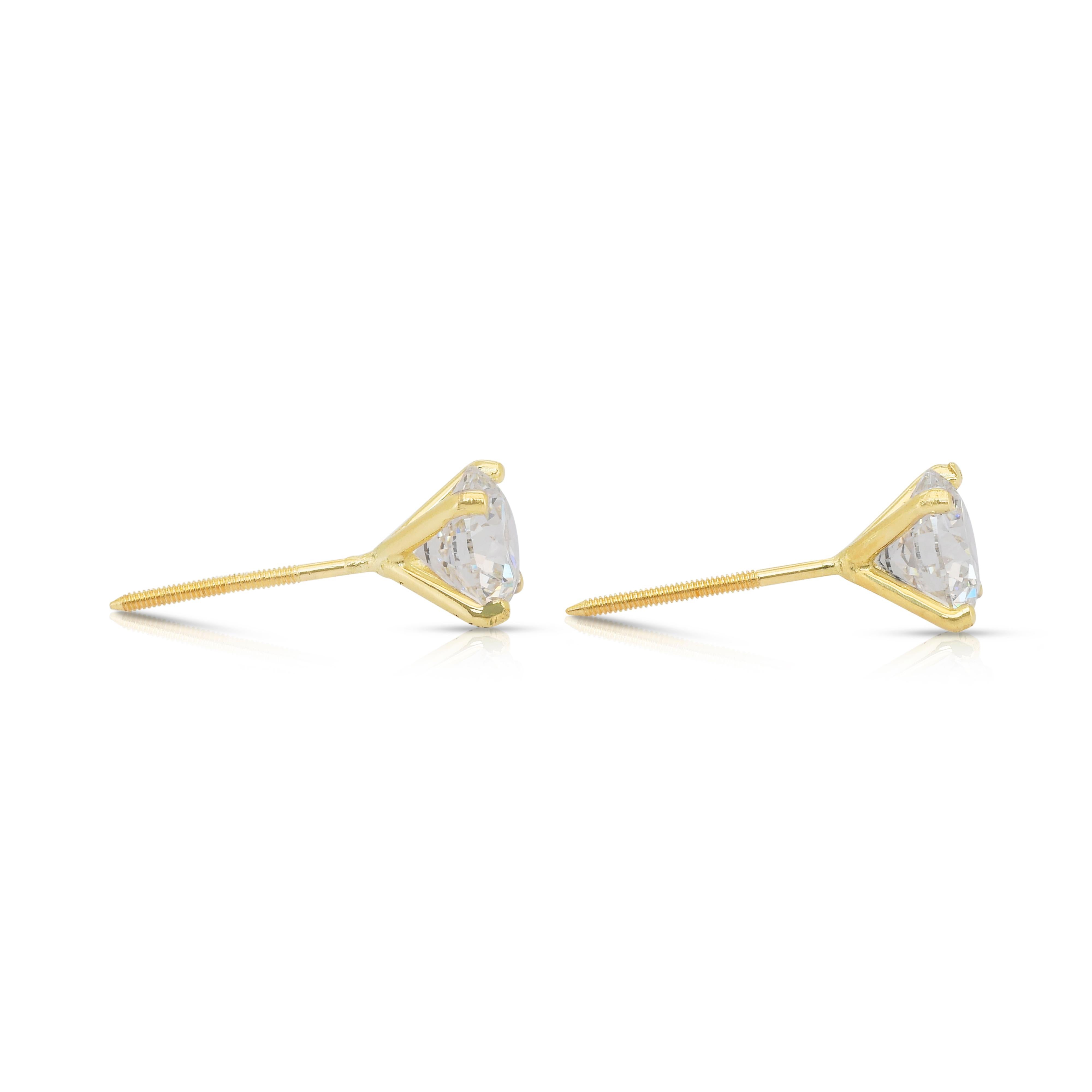 Boucles d'oreilles Timeless en or jaune 18 carats et diamant de 2,04 ct - certifié IGI en vente 1