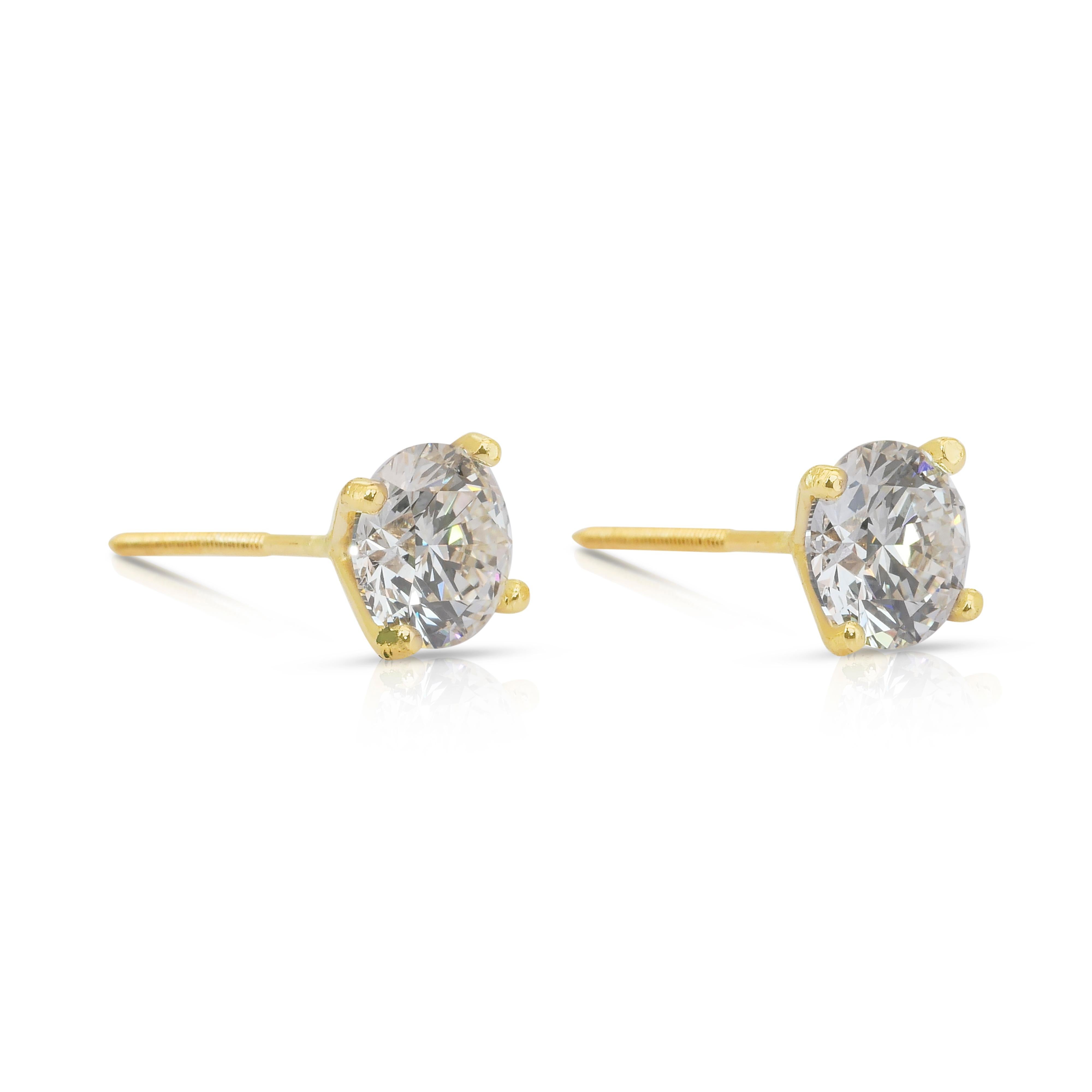 Boucles d'oreilles Timeless en or jaune 18 carats et diamant de 2,04 ct - certifié IGI en vente 2