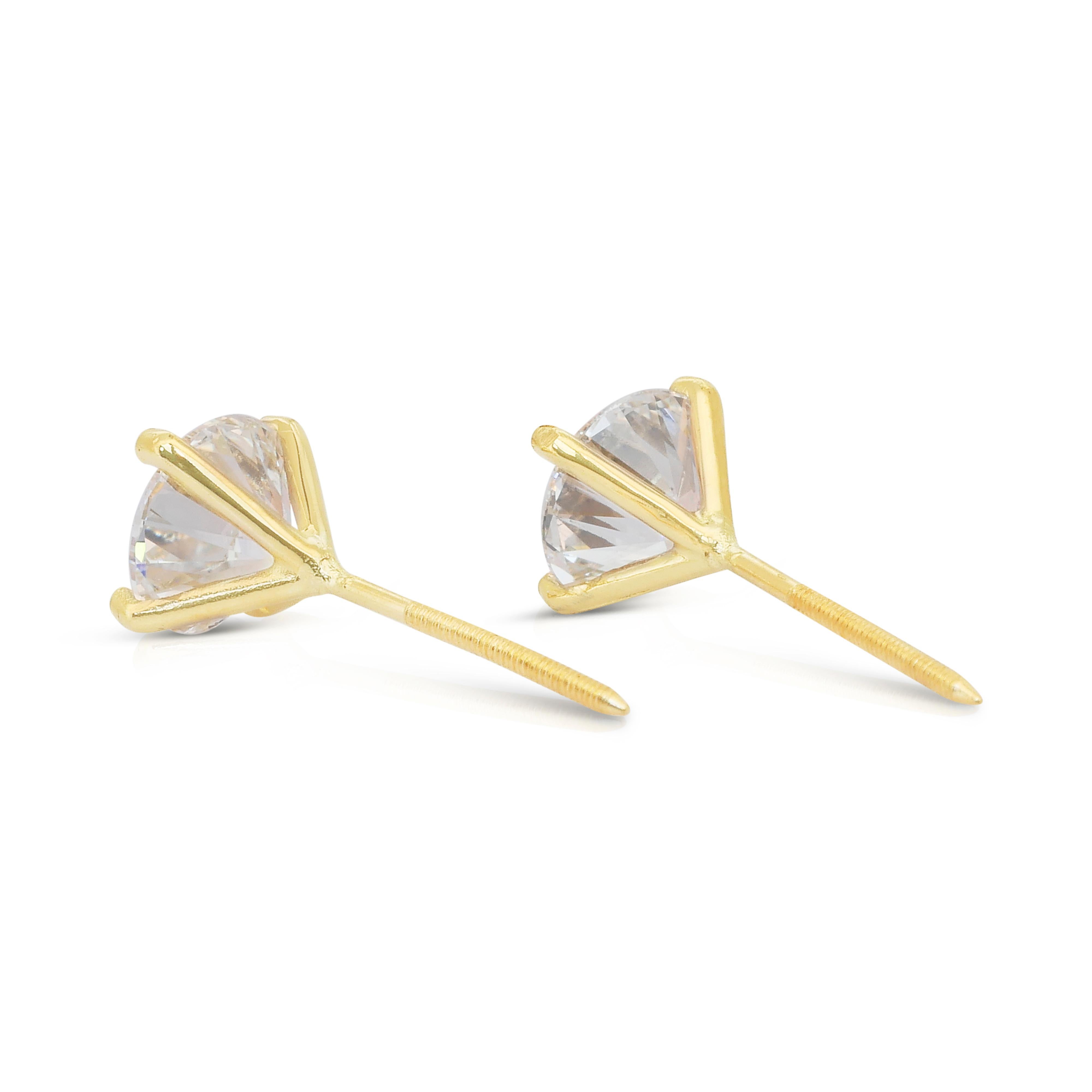 Boucles d'oreilles Timeless en or jaune 18 carats et diamant de 2,04 ct - certifié IGI en vente 3