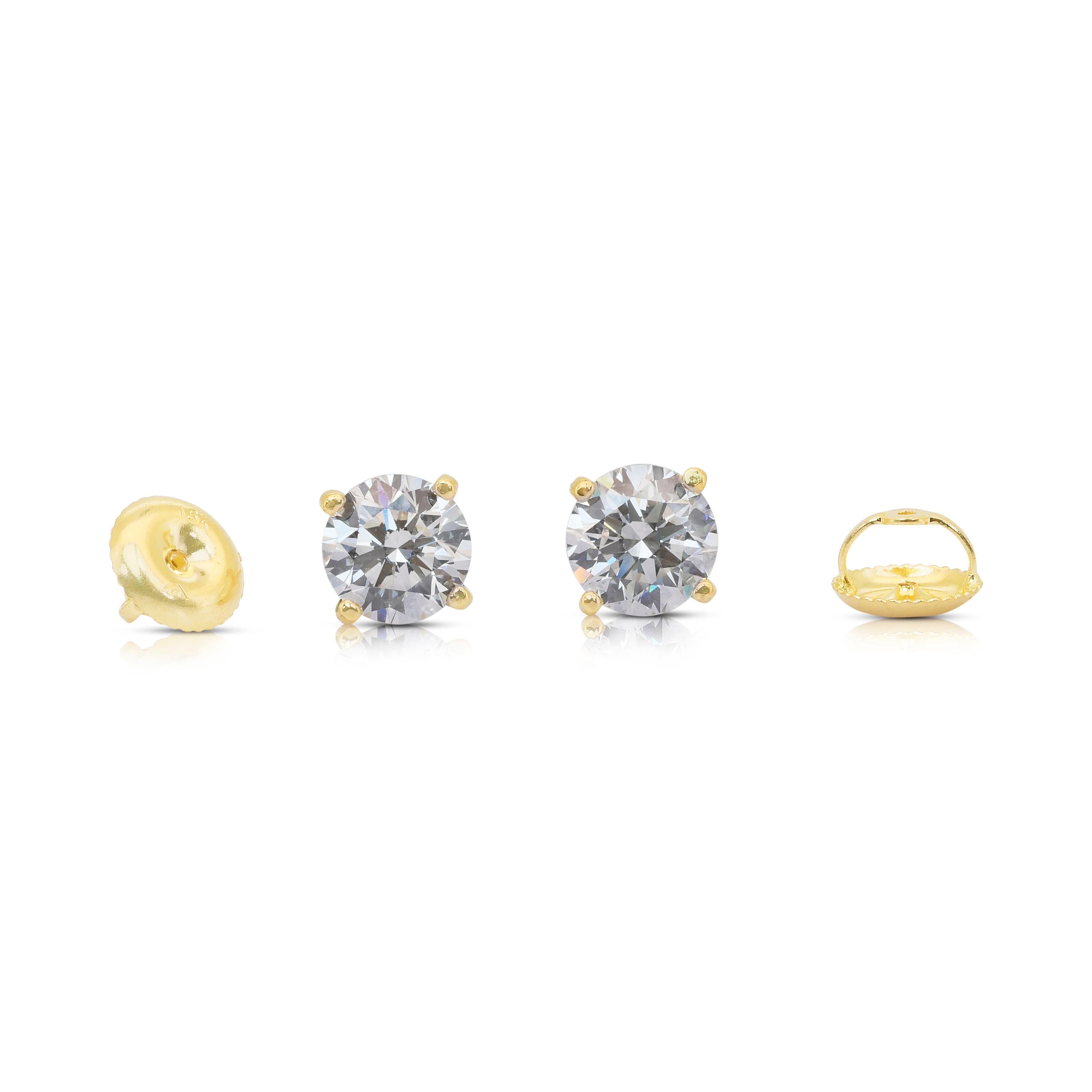 Boucles d'oreilles Timeless en or jaune 18 carats et diamant de 2,04 ct - certifié IGI en vente 4
