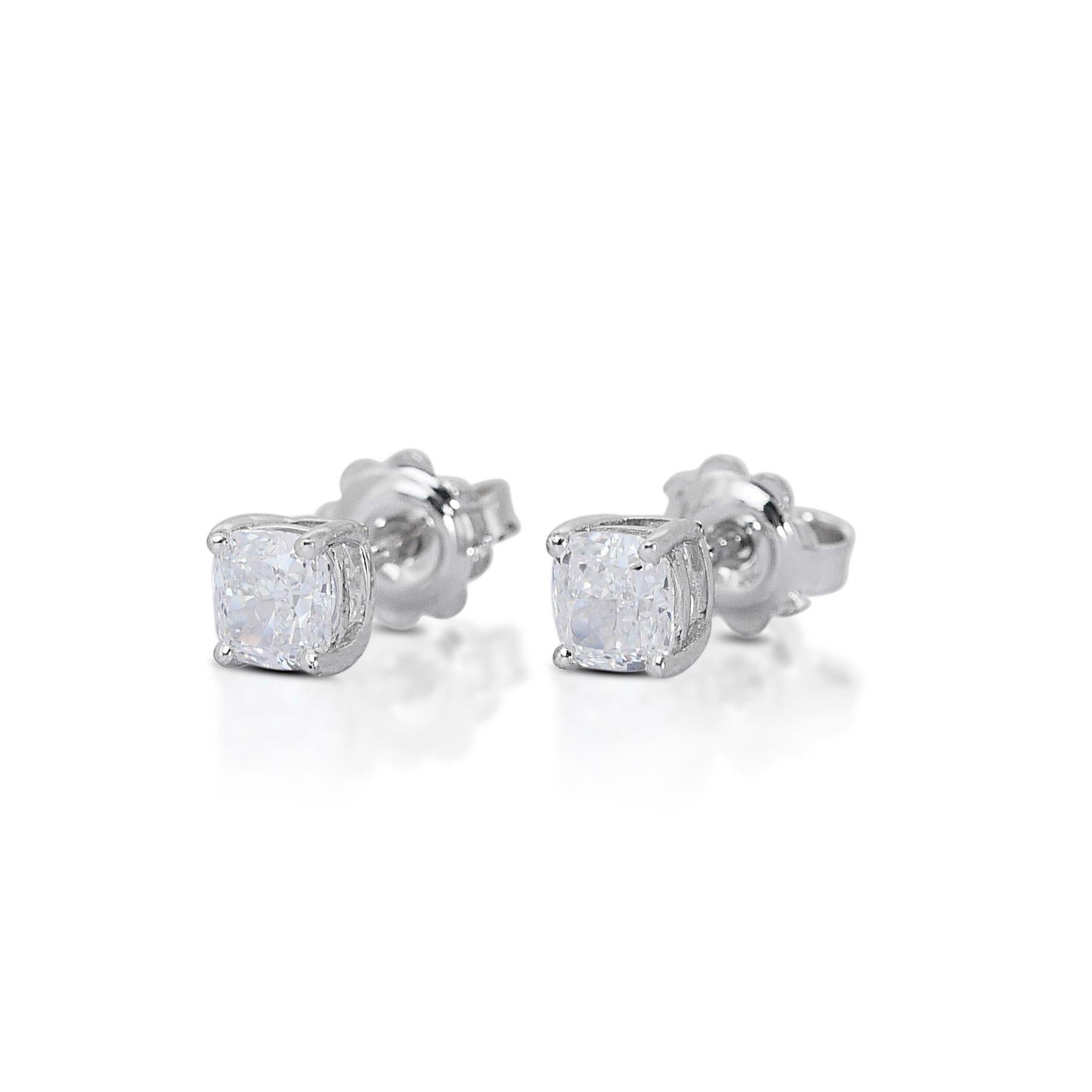 Pendientes intemporales con diamantes de talla ideal doble excelente de 2,07 ct - Certificado GIA Corte cojín en venta