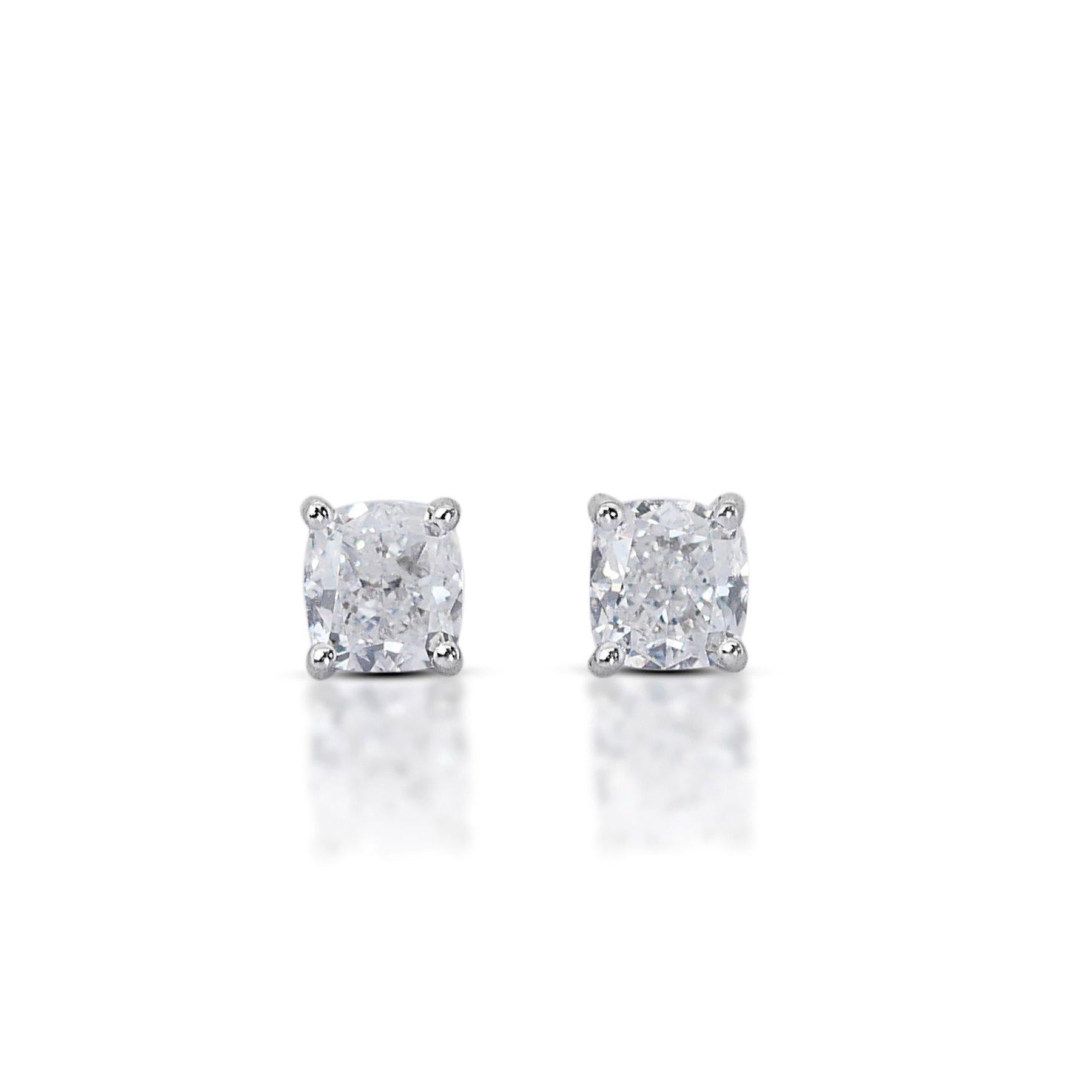 Pendientes intemporales con diamantes de talla ideal doble excelente de 2,07 ct - Certificado GIA en venta 1