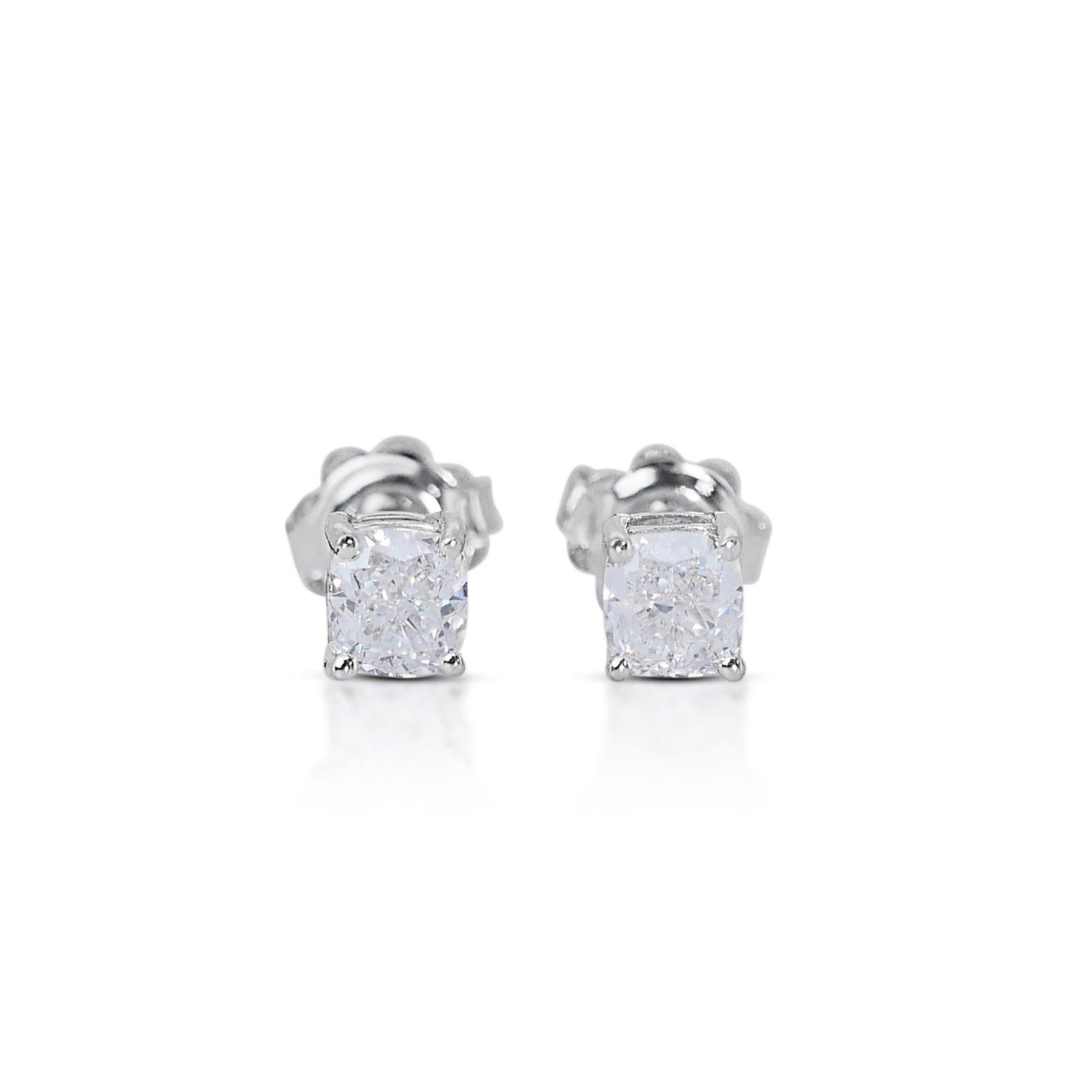 Pendientes intemporales con diamantes de talla ideal doble excelente de 2,07 ct - Certificado GIA en venta 2