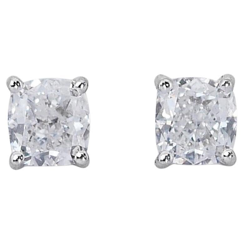Timeless 2.07ct Double Excellent Ideal Cut Diamonds Stud Earrings- GIA Certified