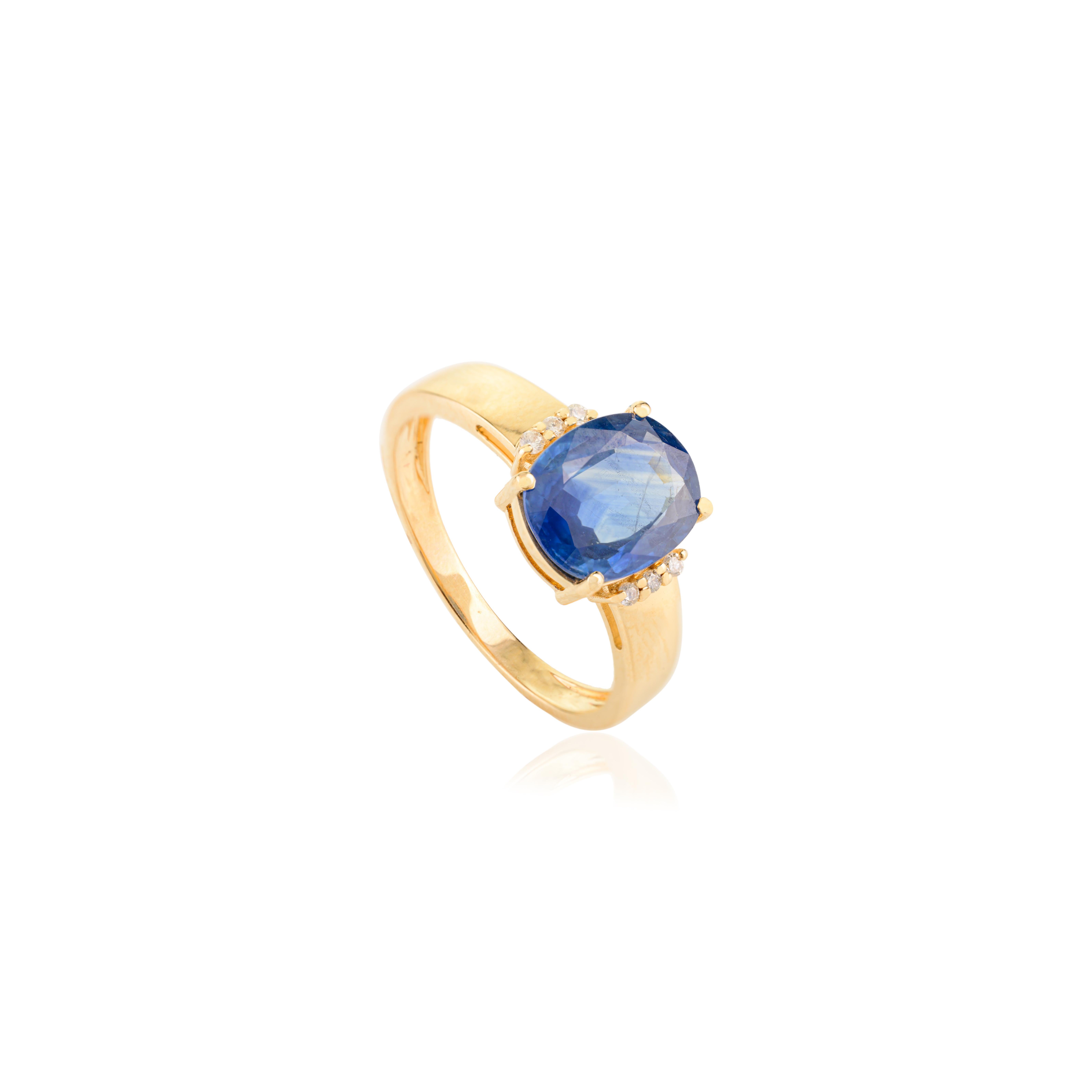 in vendita:  Timeless 2,17 Ct. Anello cocktail con zaffiro blu ovale e diamante in oro giallo 14k 3