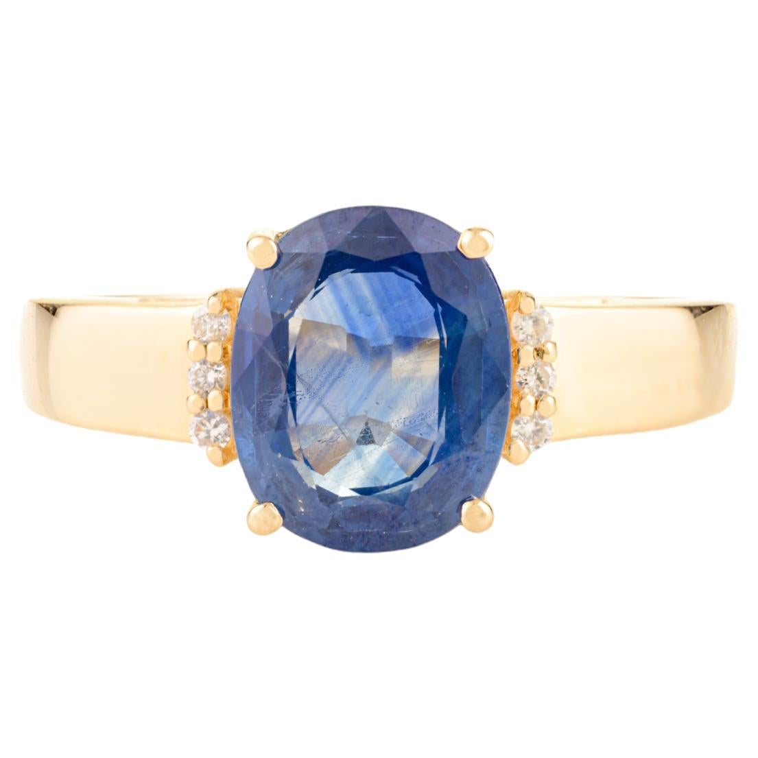 in vendita:  Timeless 2,17 Ct. Anello cocktail con zaffiro blu ovale e diamante in oro giallo 14k
