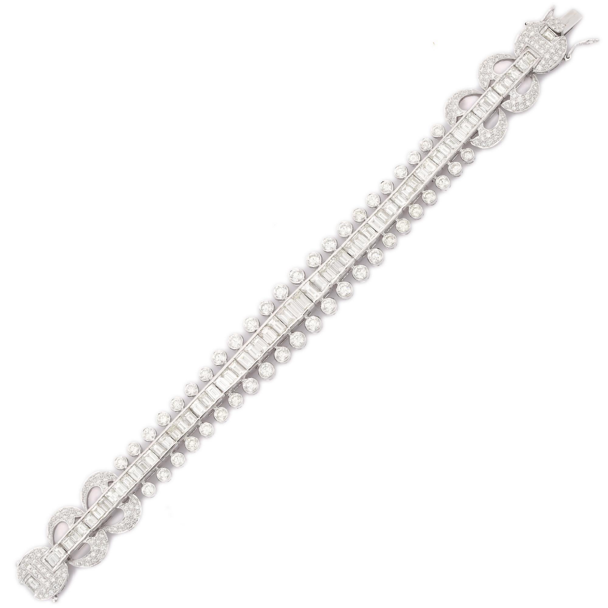 Taille mixte Timeless Bracelet de mariage en or blanc massif 18 carats avec 22,66 carats de diamants en vente