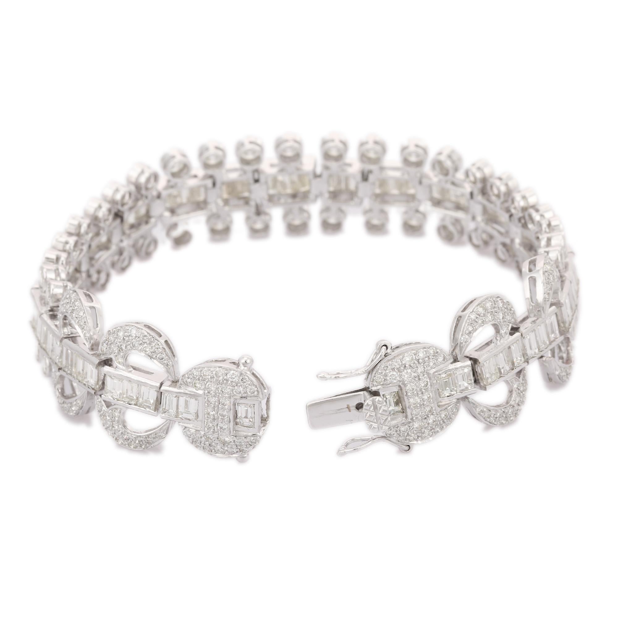 Timeless Bracelet de mariage en or blanc massif 18 carats avec 22,66 carats de diamants Pour femmes en vente