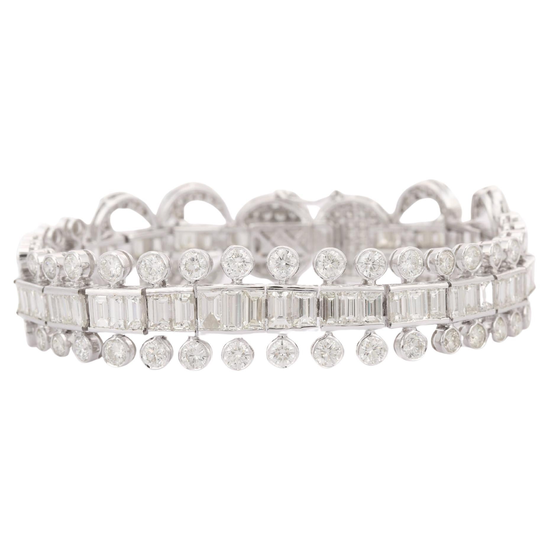Brazalete de boda intemporal con diamantes de 22,66 quilates en oro blanco macizo de 18 quilates