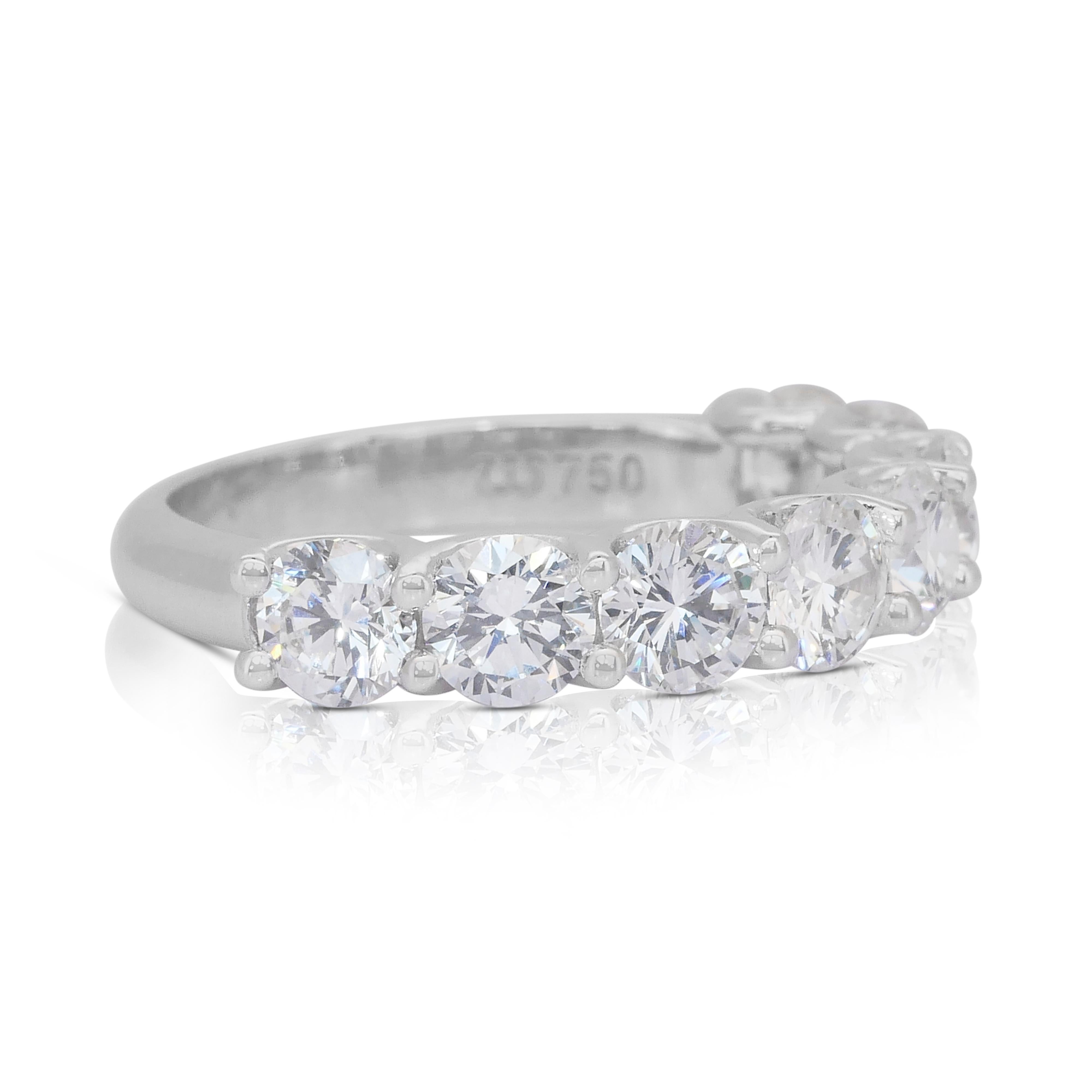 Taille ronde Bague demi-éternité intemporelle en or blanc 18 carats avec 2,76 ct de diamants - certifiée IGI