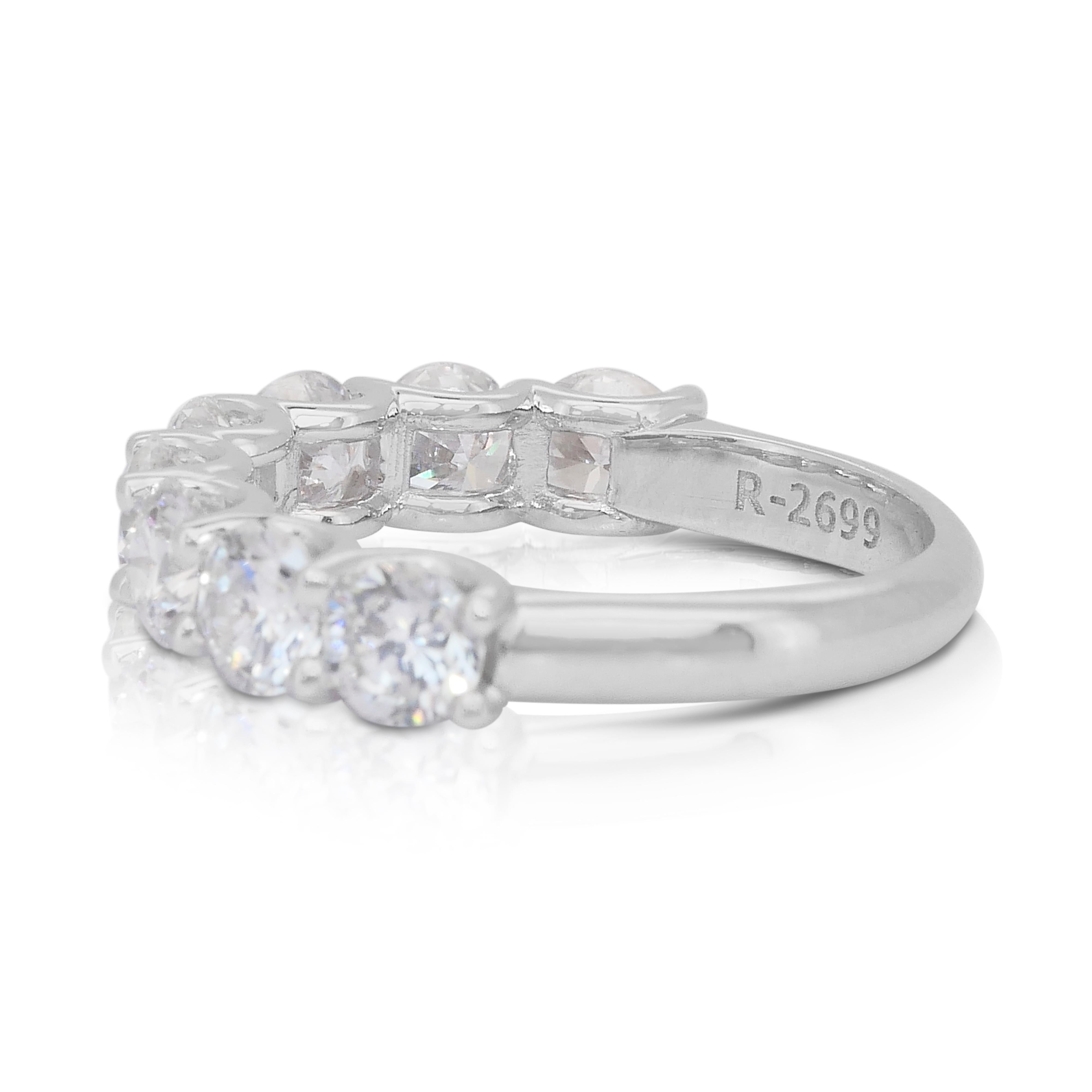  Bague demi-éternité intemporelle en or blanc 18 carats avec 2,76 ct de diamants - certifiée IGI Pour femmes 