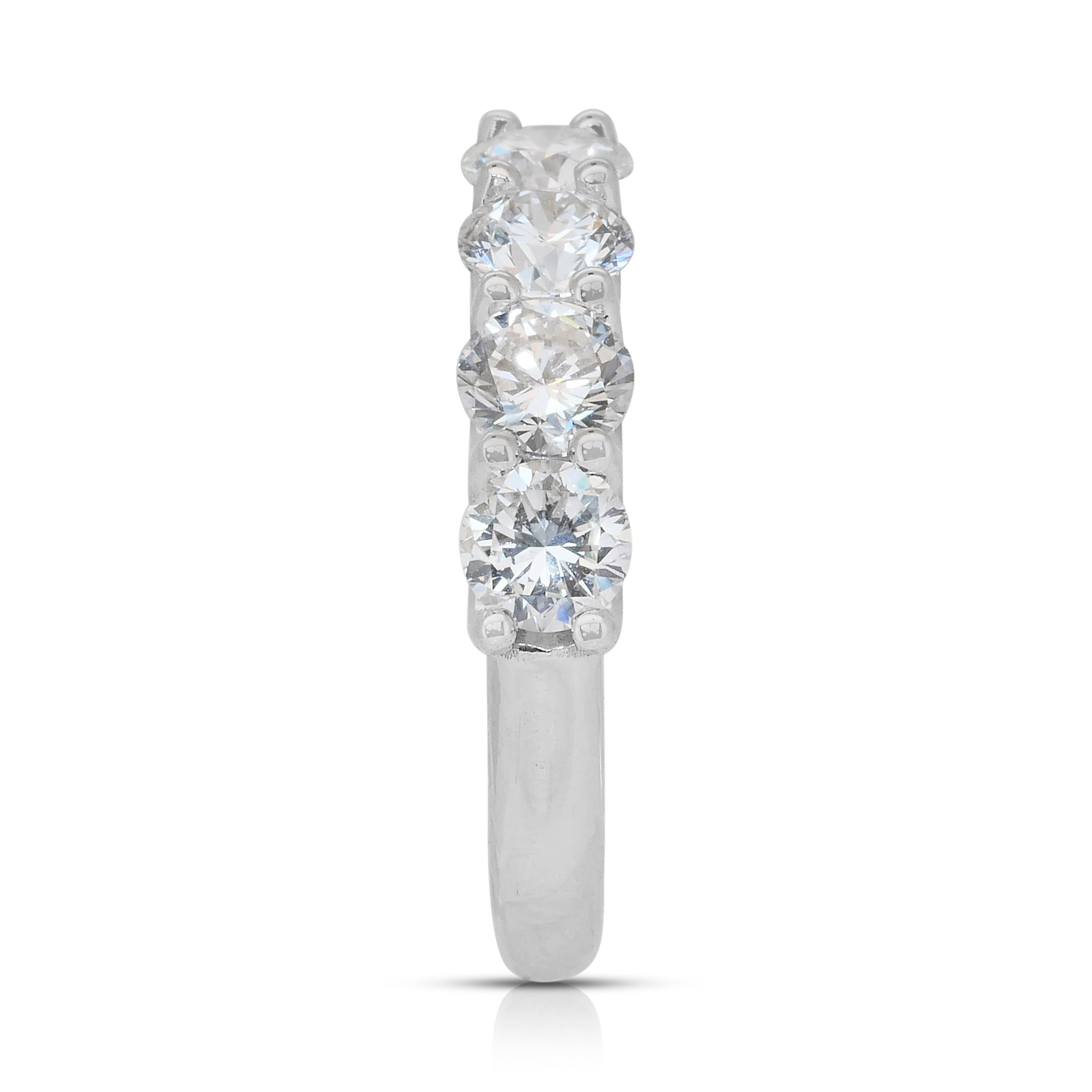 Bague demi-éternité intemporelle en or blanc 18 carats avec 2,76 ct de diamants - certifiée IGI 2