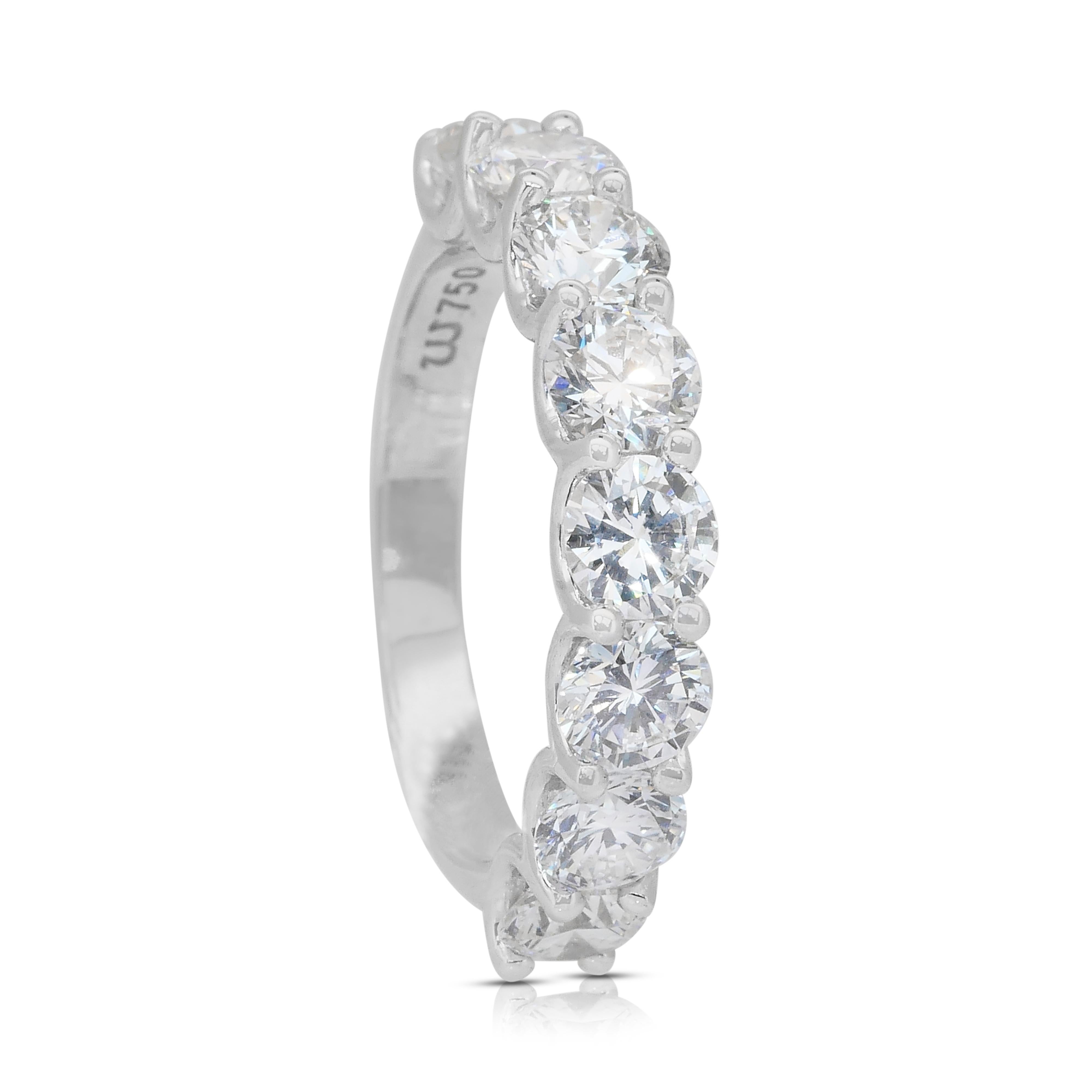 Bague demi-éternité intemporelle en or blanc 18 carats avec 2,76 ct de diamants - certifiée IGI 3