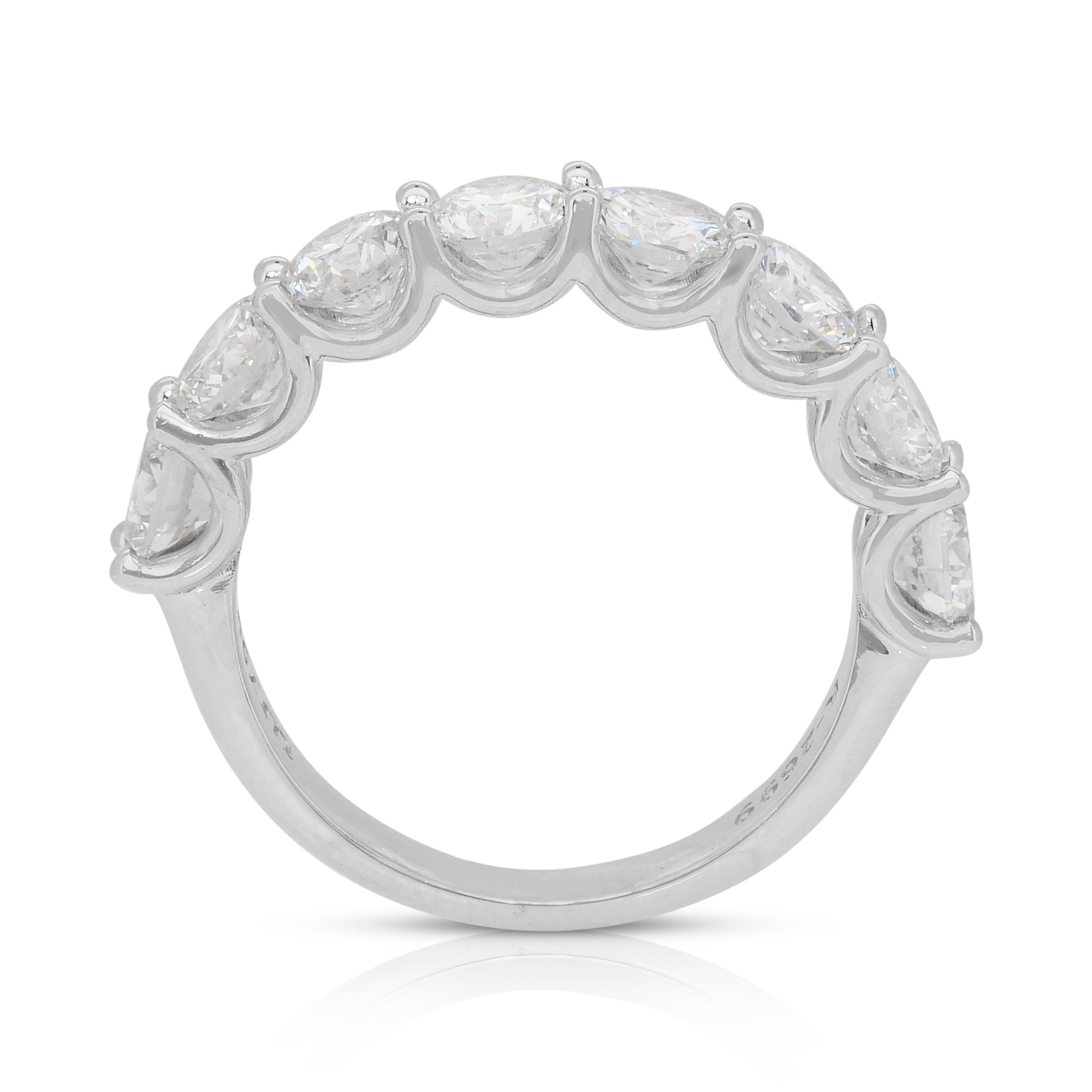 Bague demi-éternité intemporelle en or blanc 18 carats avec 2,76 ct de diamants - certifiée IGI 4