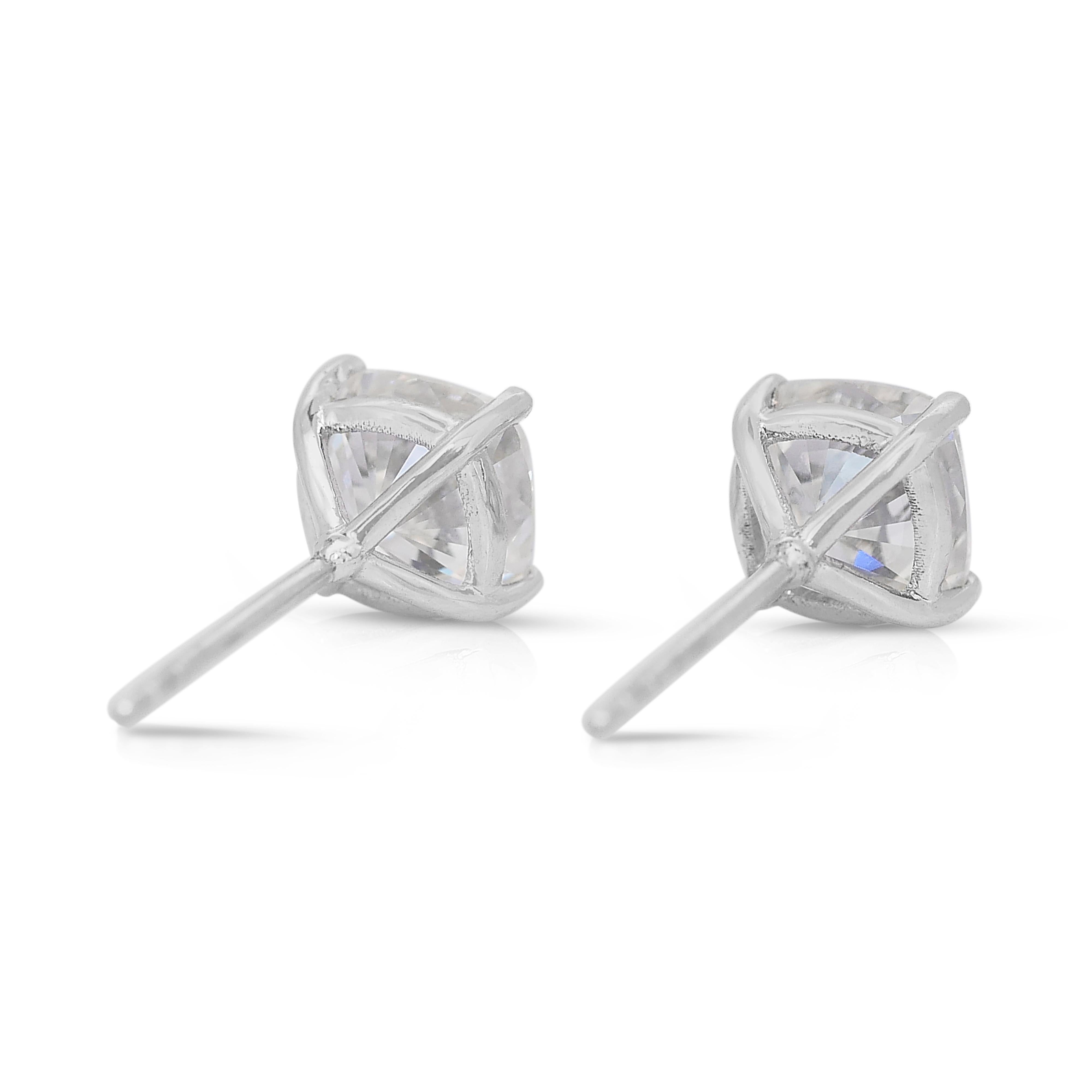 Timeless 3.07ct Diamonds Stud Earrings in 18k White Gold - IGI Certified For Sale 2