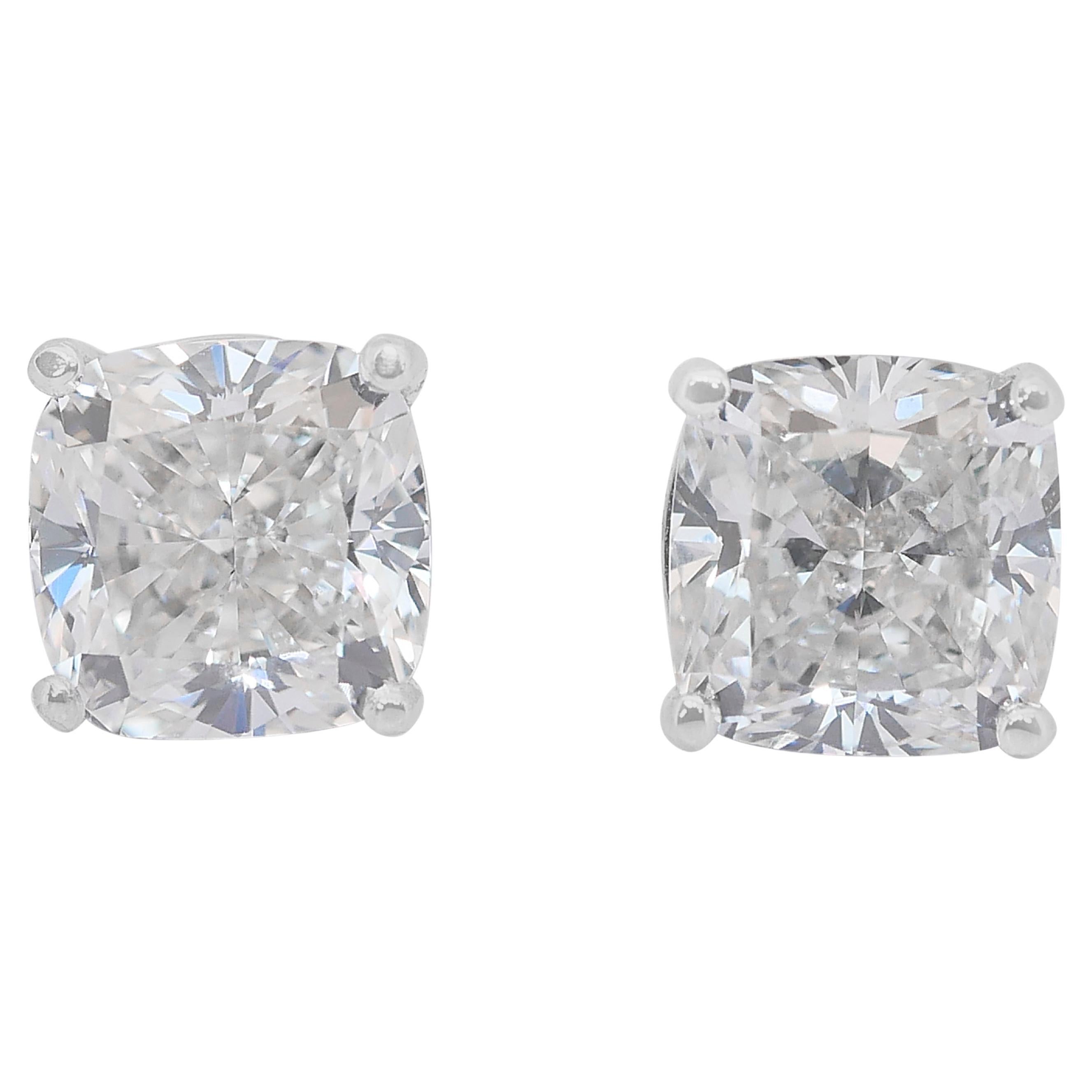 Timeless 3.07ct Diamonds Stud Earrings in 18k White Gold - IGI Certified For Sale