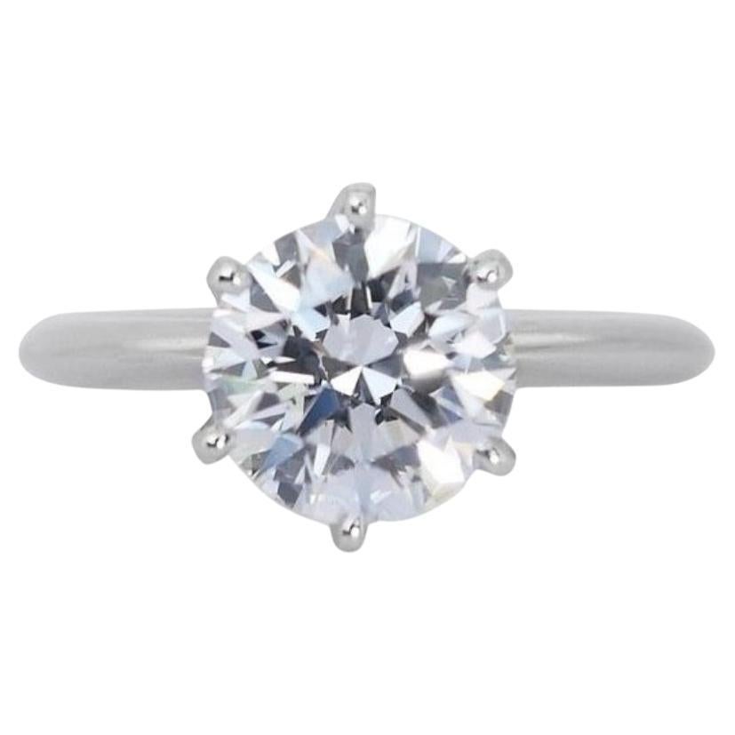 Timeless 3.09ct Diamond Solitaire Ring in 18k White Gold - GIA Certified For Sale