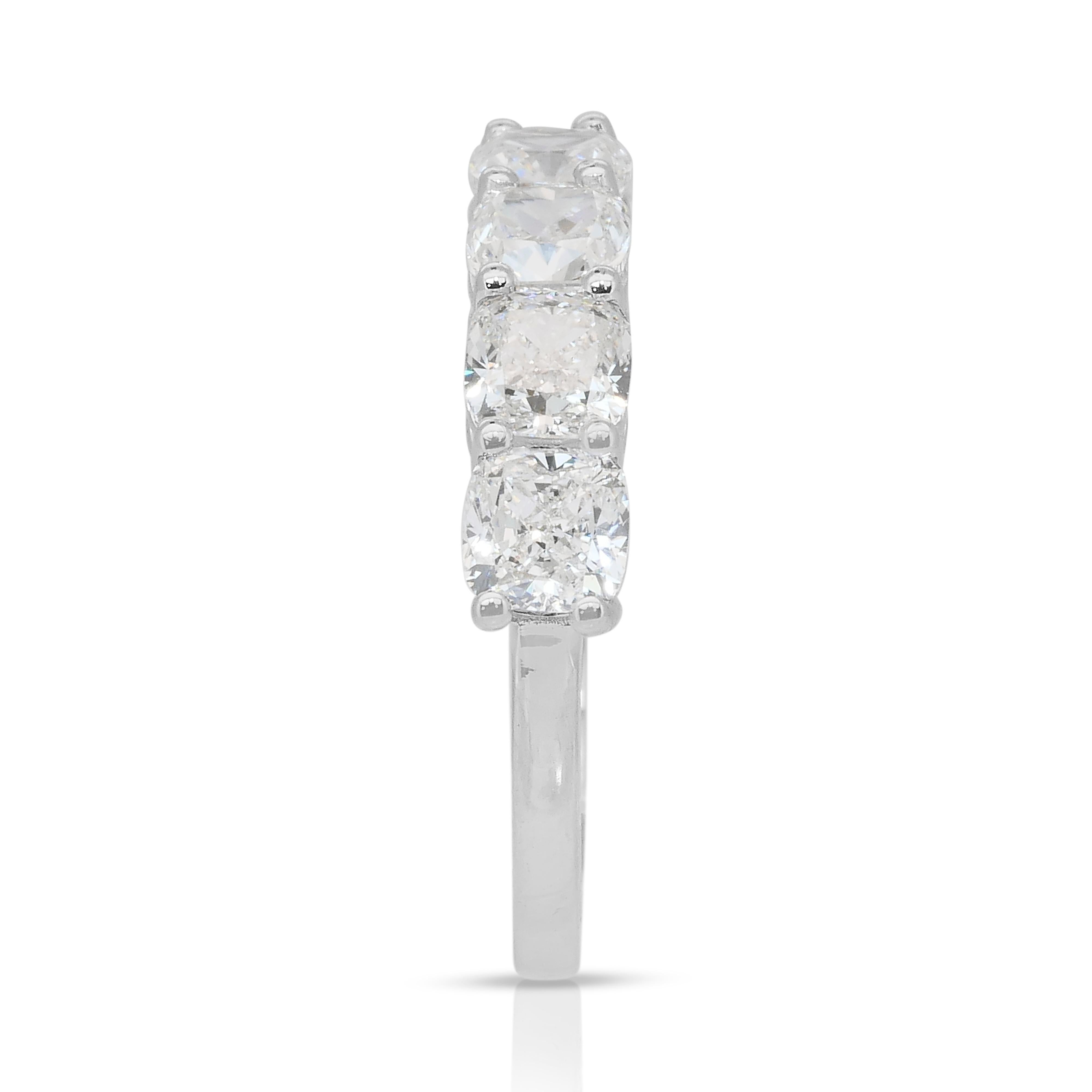 Donna Timeless 3.17ct Diamonds 7-Stone Ring in 18k White Gold - GIA Certified in vendita