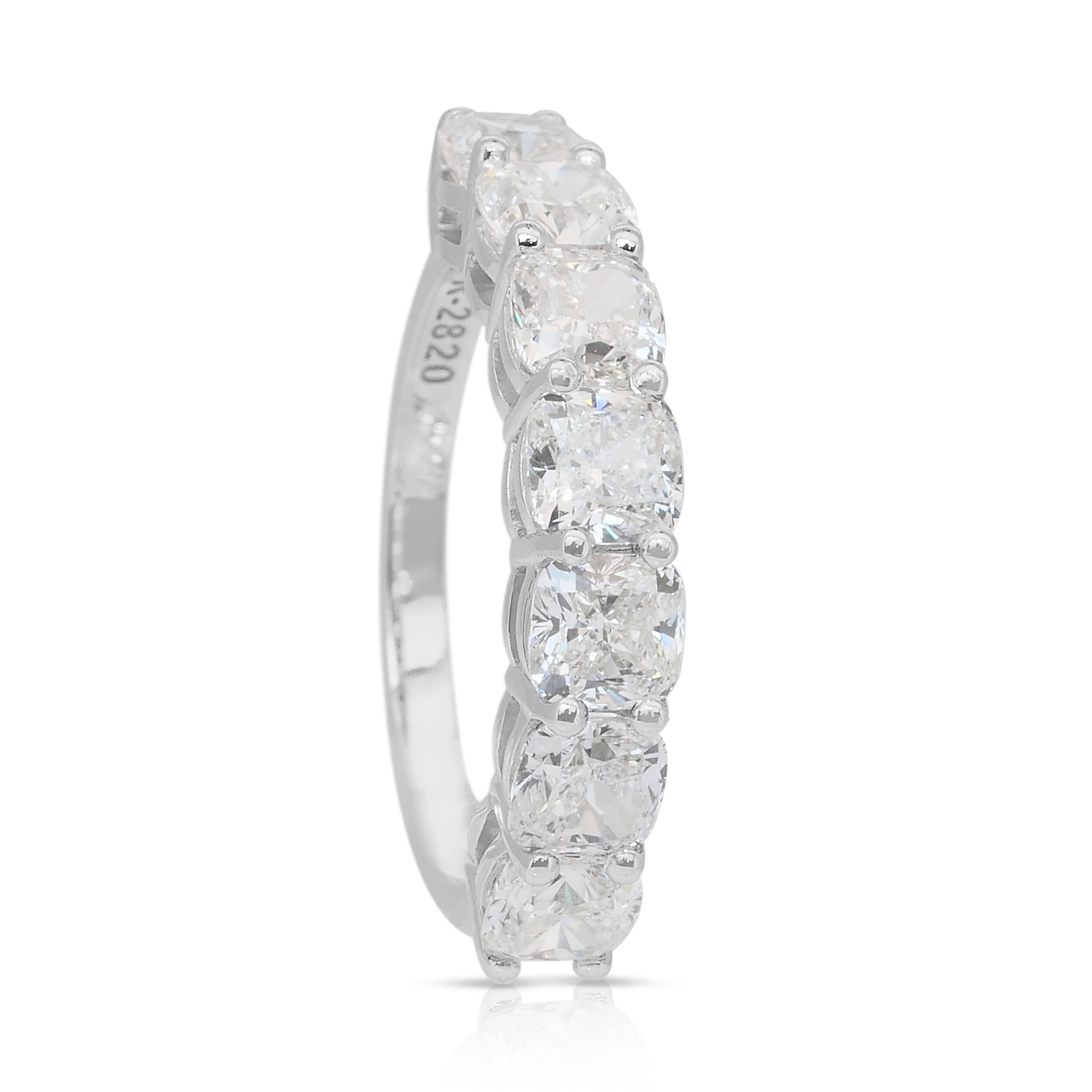 Timeless 3.17ct Diamonds 7-Stone Ring in 18k White Gold - GIA Certified in vendita 1