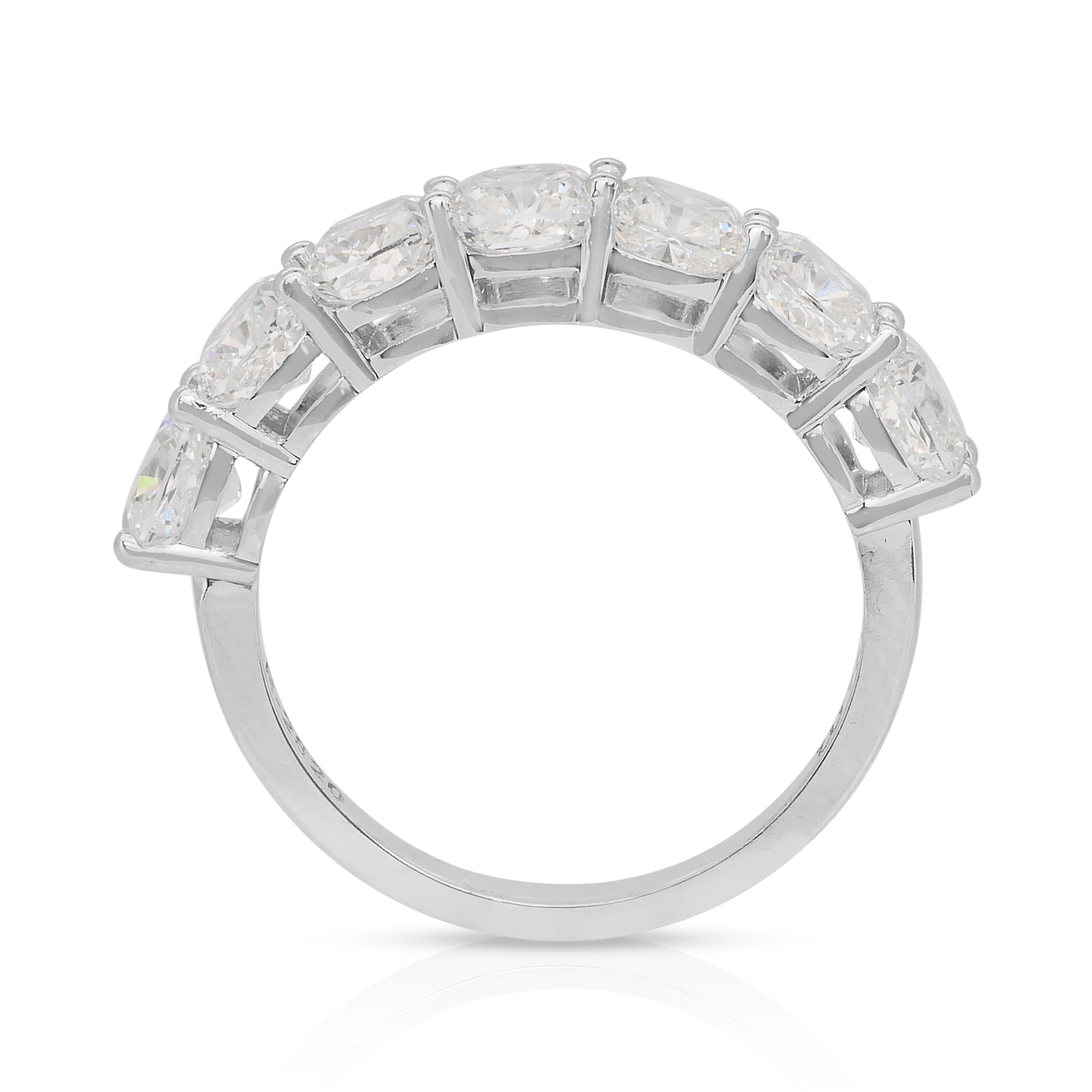 Timeless 3.17ct Diamonds 7-Stone Ring in 18k White Gold - GIA Certified in vendita 2